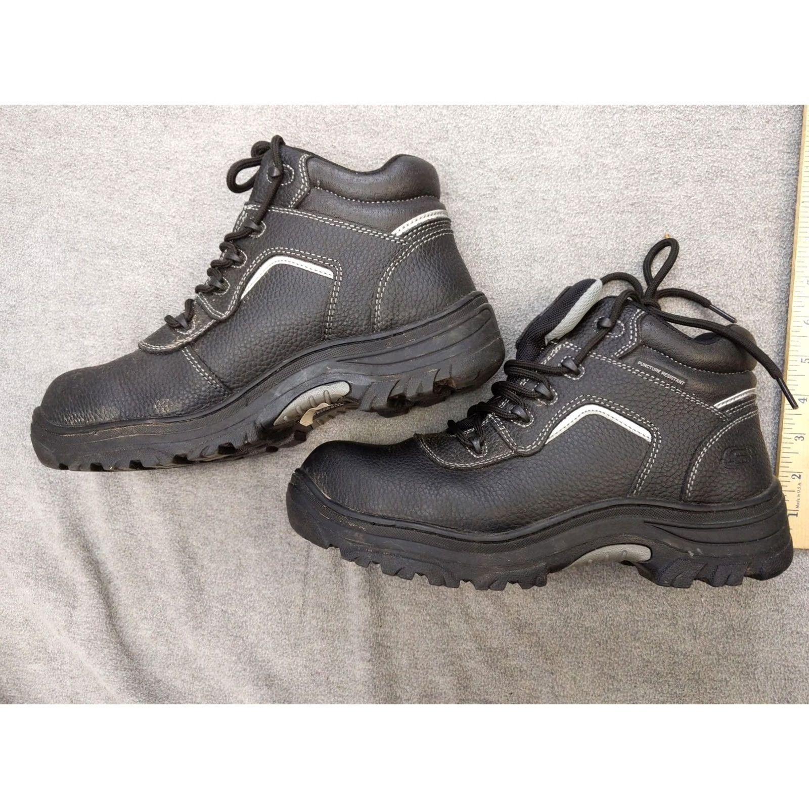 SKECHERS Skechers Work Boots Mens 10 Black Leather Composite Toe Slip Resistant 77144 Casual/Workwear Combat Boot Size US 10 / EU 43 - 2 Thumbnail