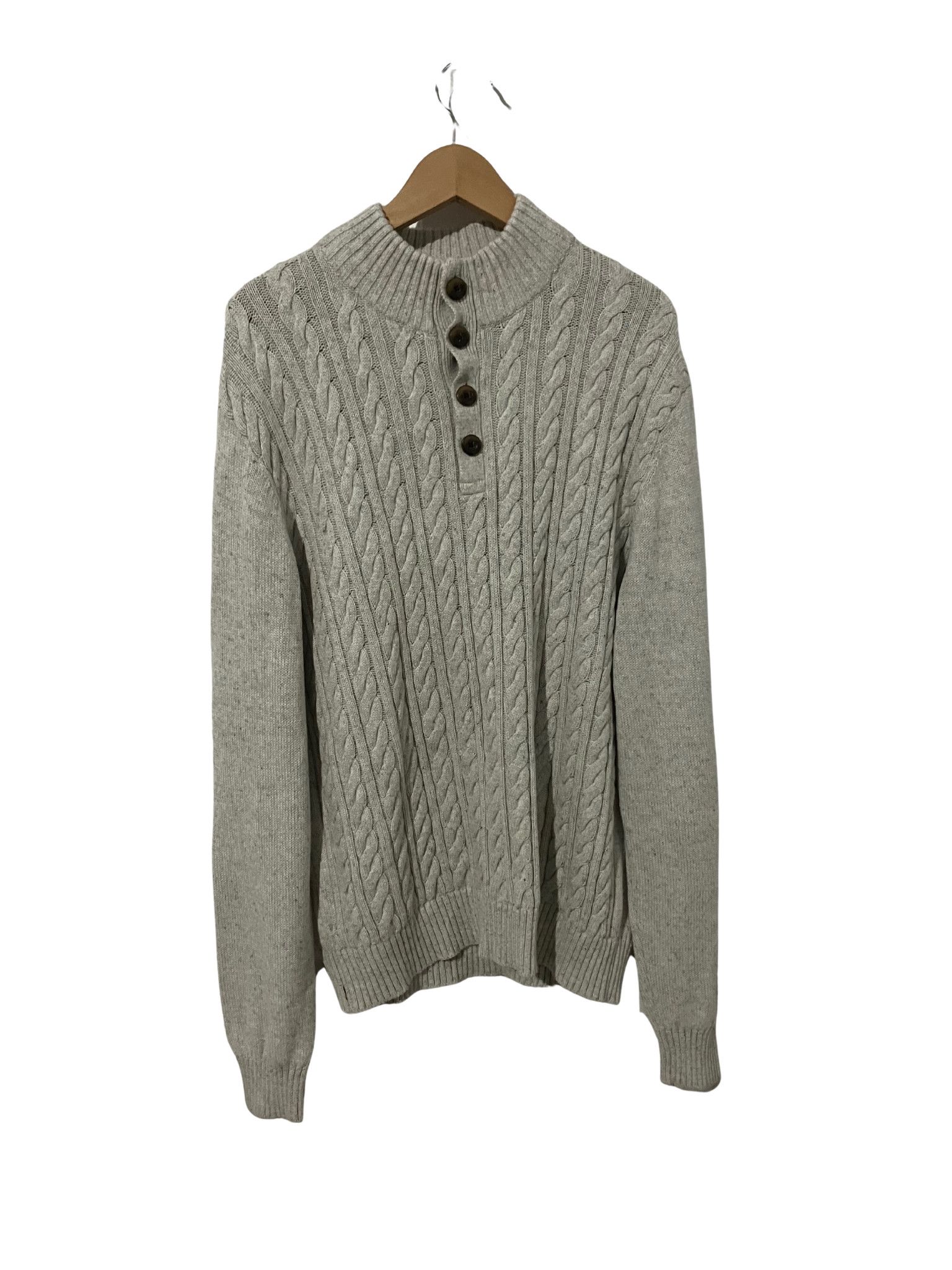 St. Johns Bay St. John’s Bay Men’s Cable Knit Henley Sweater Gray XL Size US XL / EU 56 / 4 - 1 Thumbnail