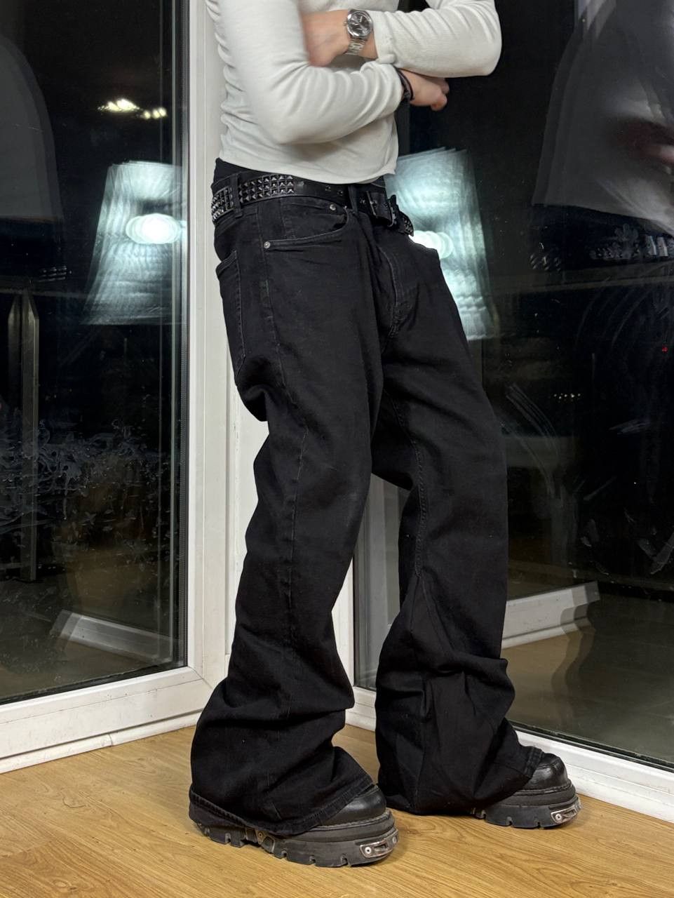 Japanese Brand flare bootcut custom black jeans Size US 34 / EU 50 - 3 Thumbnail