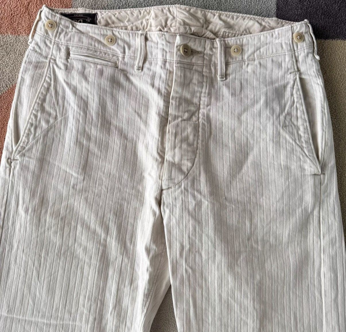 RRL Ralph Lauren RRL Ralph Lauren Double RL White Herringbone Pants K22 Size US 31 - 2 Thumbnail