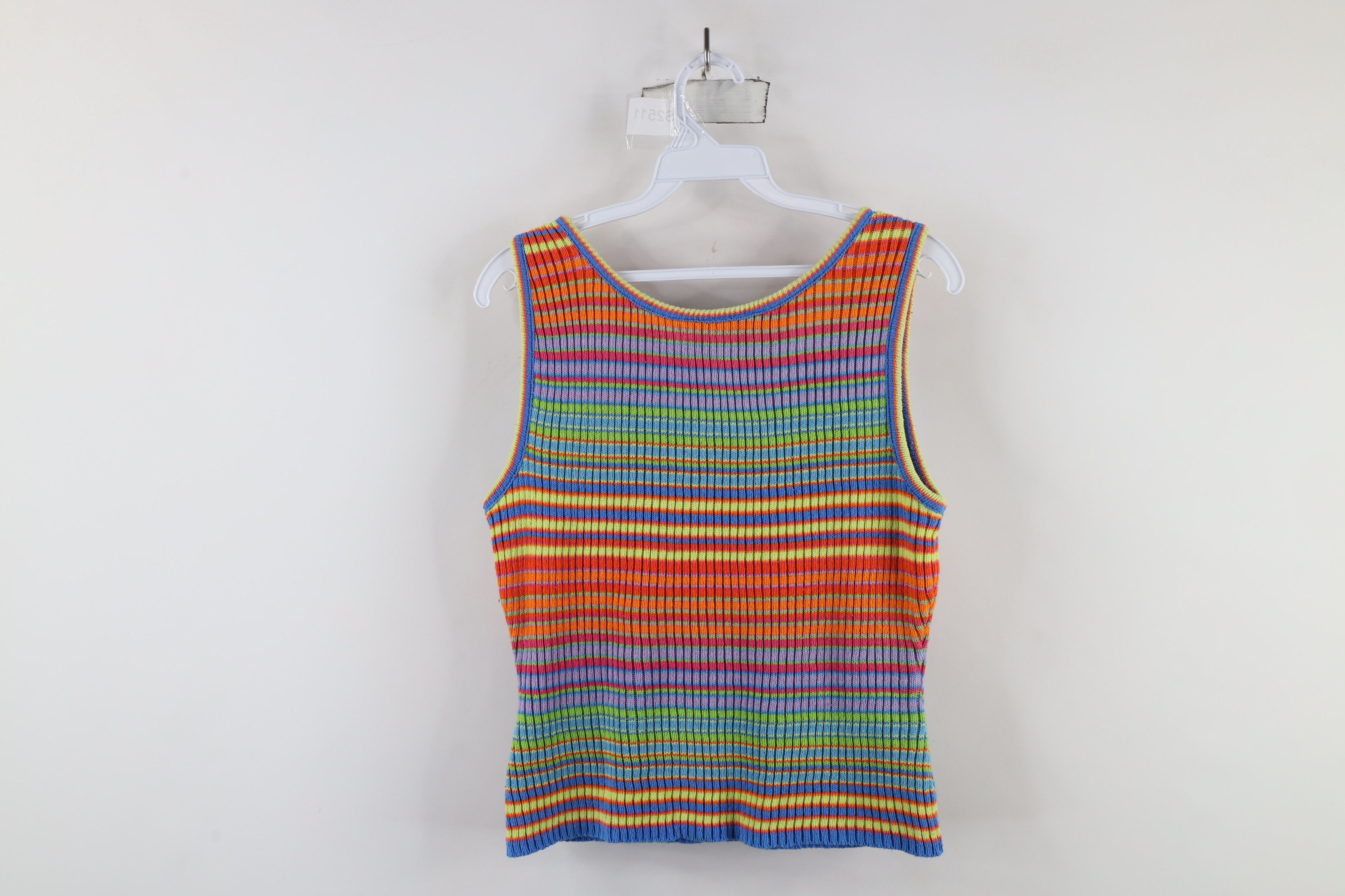 Vintage Vintage 90s Streetwear Striped Ribbed Knit Tank Top USA Size L / US 10 / IT 46 - 8 Thumbnail