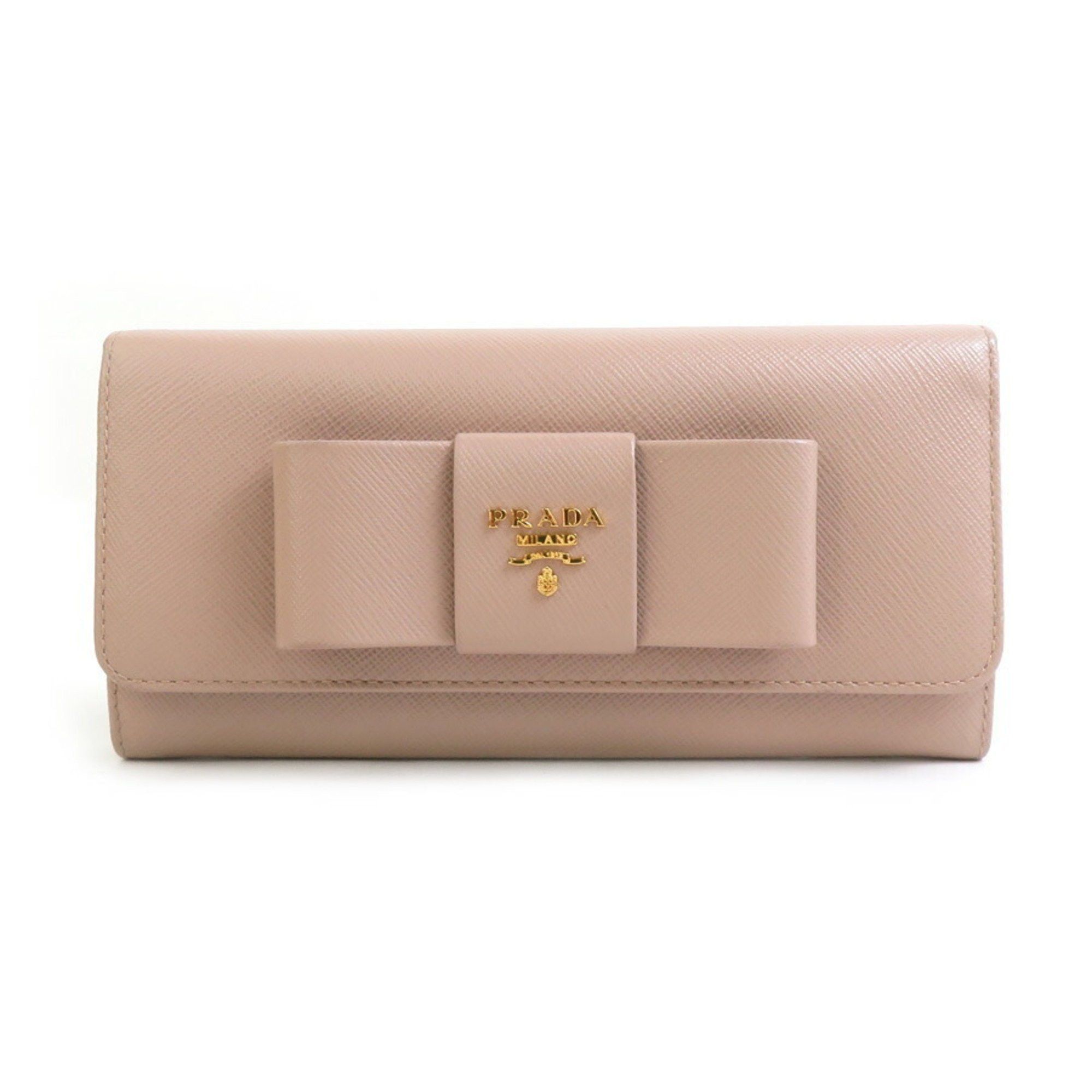 Prada PRADA Bi-fold long wallet in leather, pink beige, for women, 56076a Size ONE SIZE - 1 Thumbnail