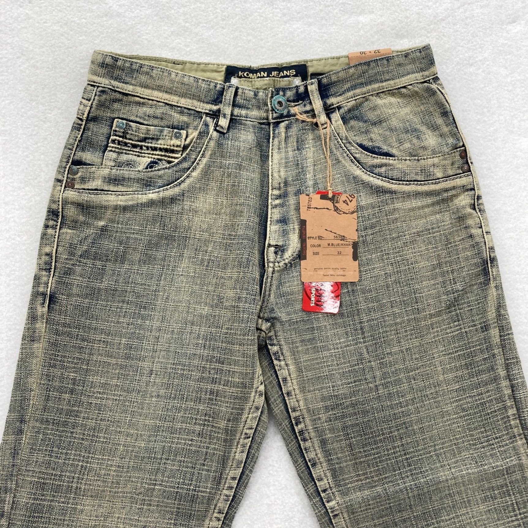 Denime VINTAGE Koman Jeans Mens 32x30 Relaxed Straight Blue Denim Flap Pocket Y2K NWT Size US 32 / EU 48 - 2 Thumbnail