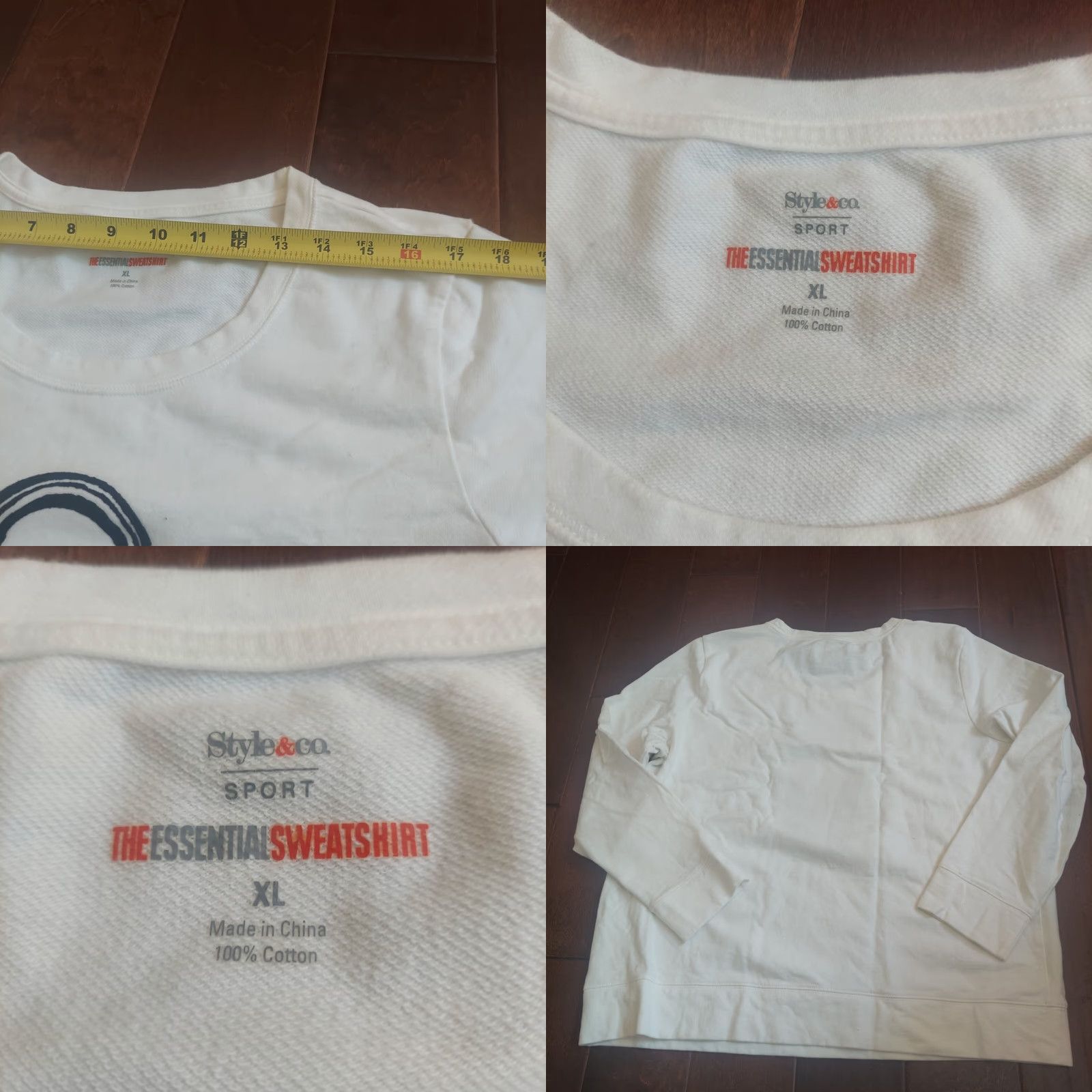 Vintage Style & Co. Sport Women's The Essential Heart Unlocked Print Sweatshirt XL White Cotton Pullover Long Sleeve Round Neck Gym & Training Womens Size XL / US 12-14 / IT 48-50 - 10 Thumbnail