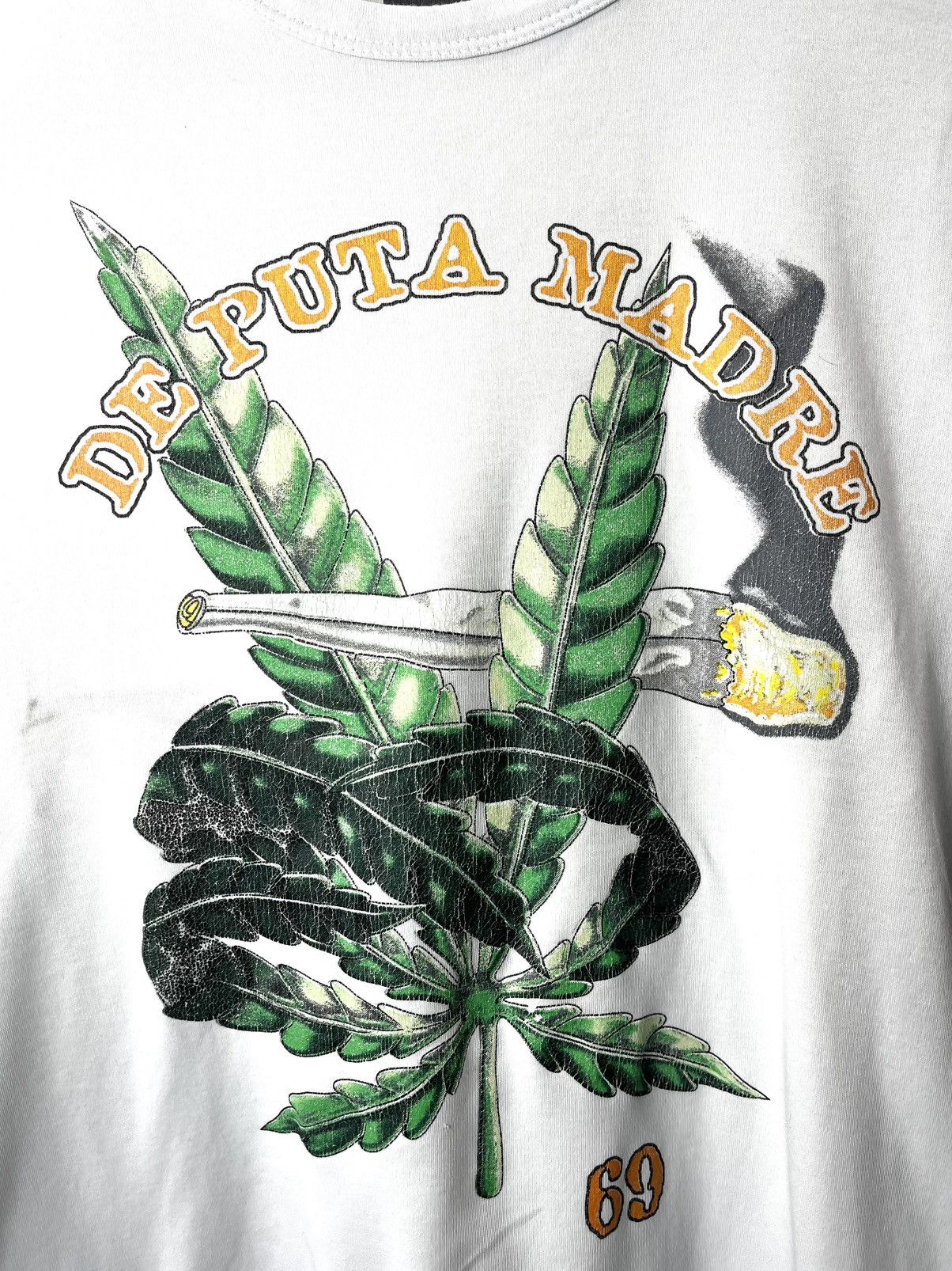 Vintage Vintage De Puta Madre Marijuana Weed T Shirt Size US XL / EU 56 / 4 - 2 Thumbnail