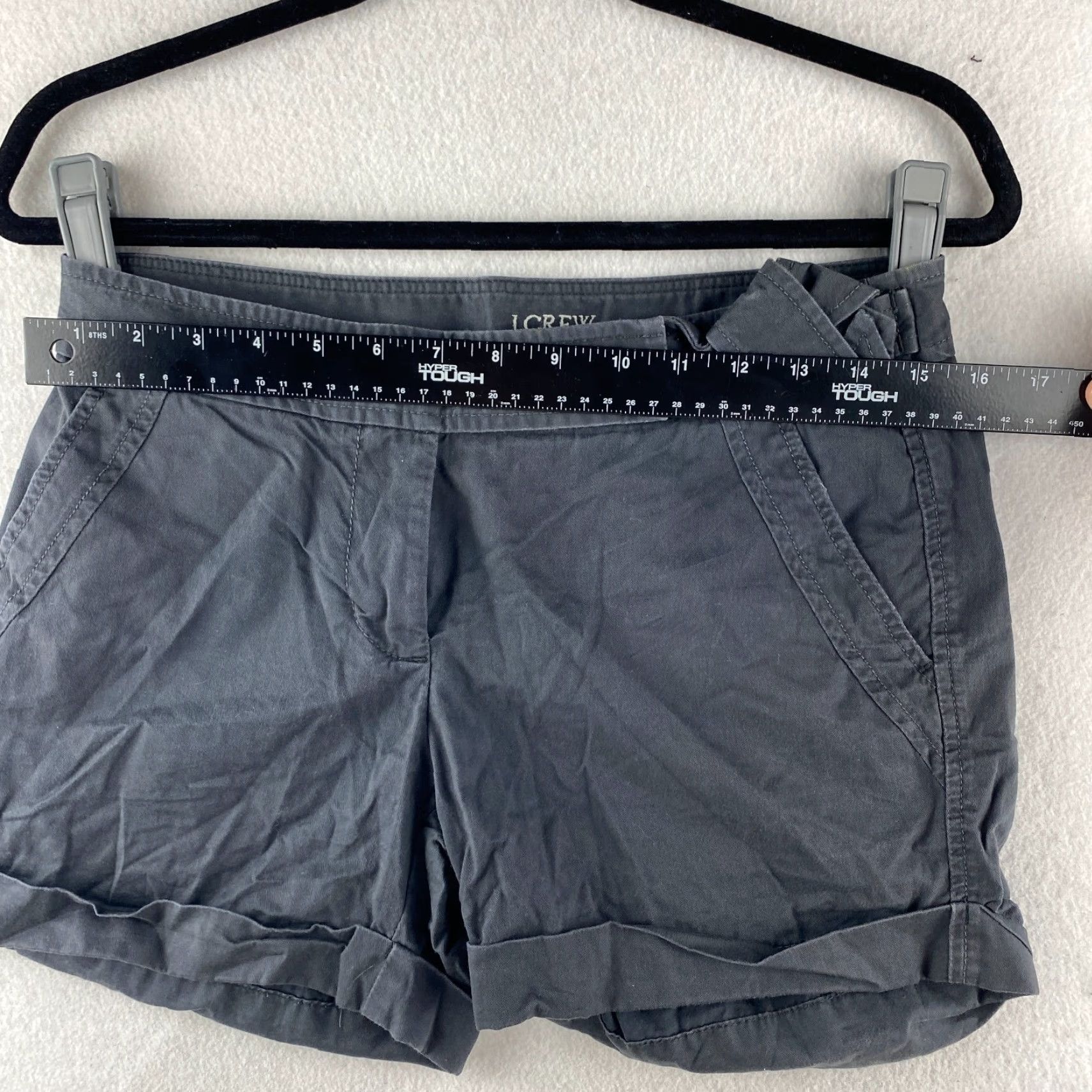 J.Crew J. CREW Shorts Womens 0 Gray Chino Utility Cuffed Button Pockets Hiking Dark Wash - Regular Fit, Belted, CottonTwill, Casual, Modern Womens Size 25" / US 0 / IT 36 - 3 Thumbnail