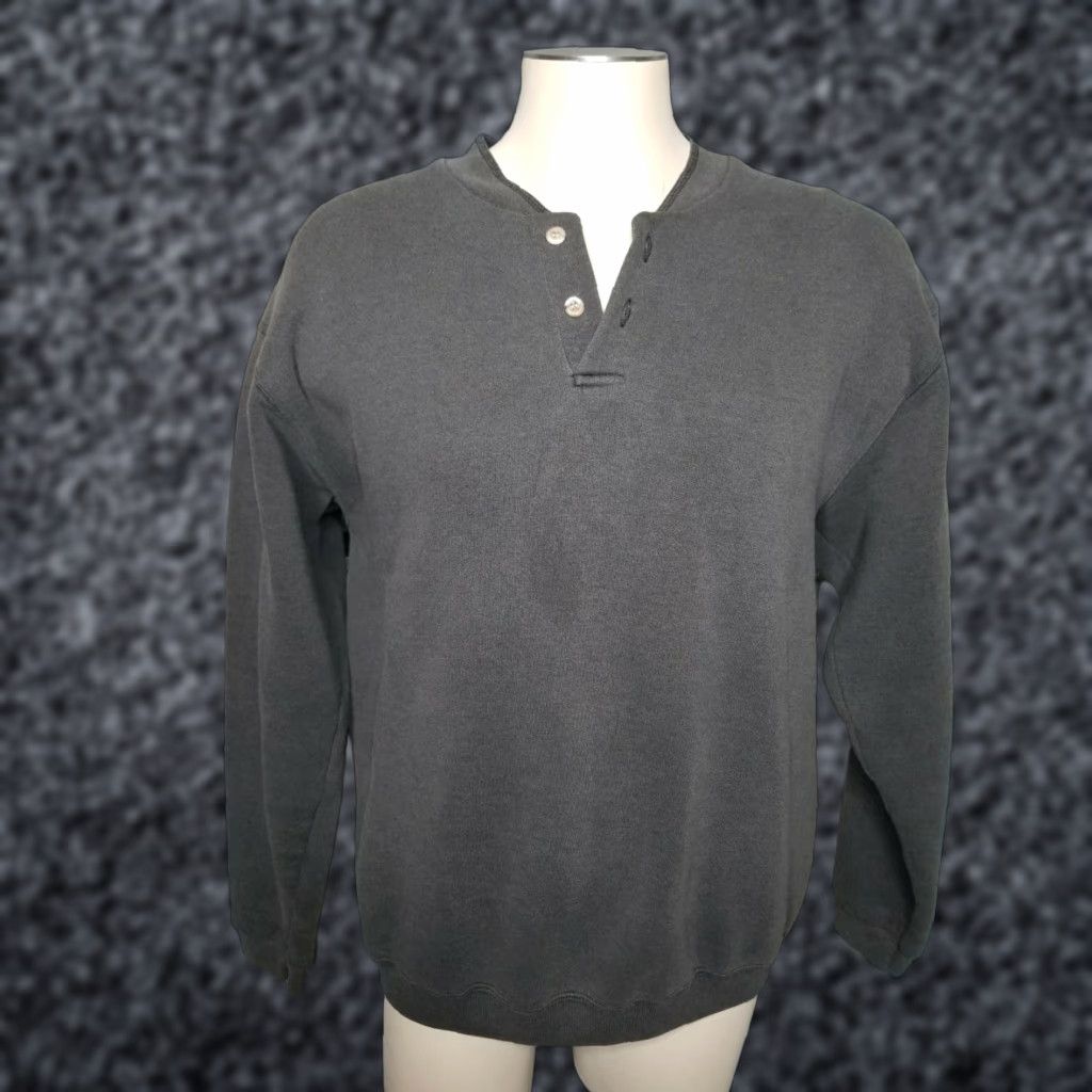 Lee VINTAGE 90s Mens L Lee Heavyweight Double Button Crew Neck Sweatshirt USA Made Size US L / EU 52-54 / 3 - 1 Thumbnail