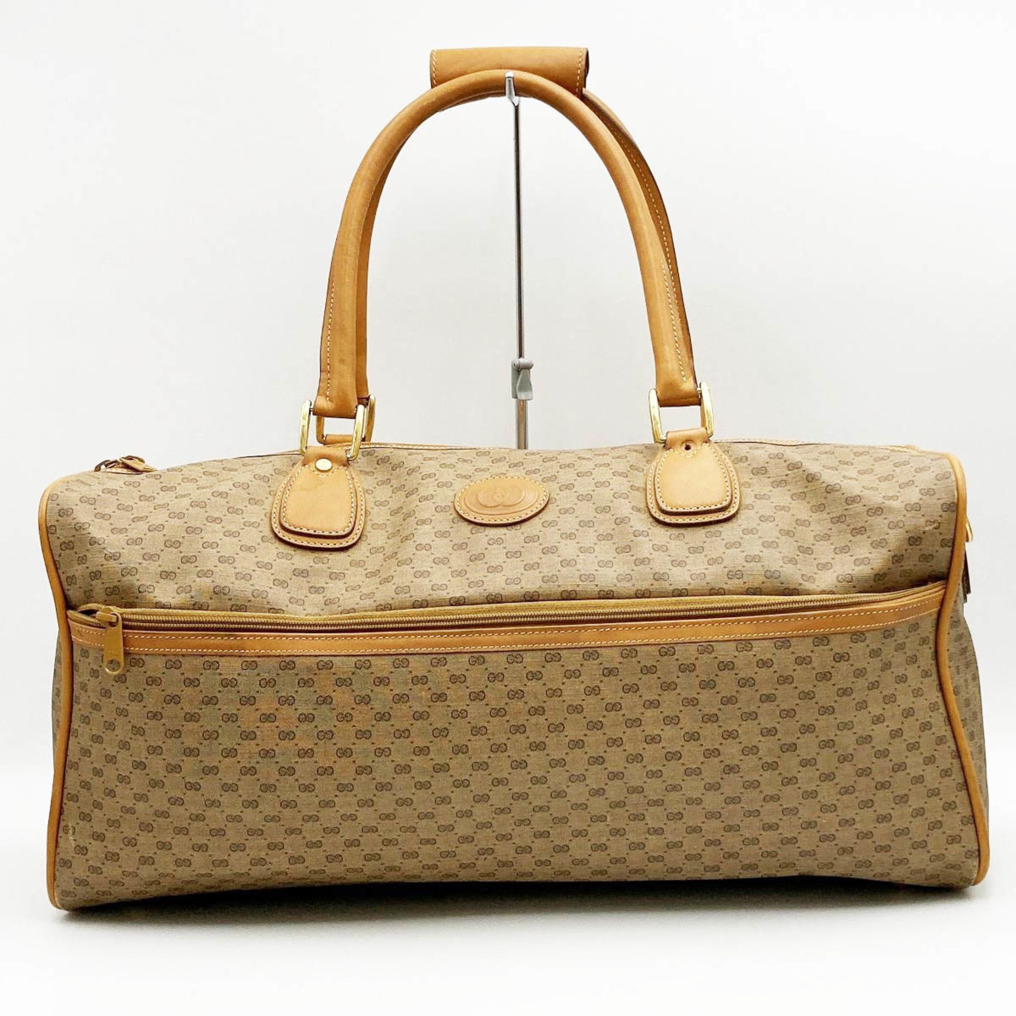 image of Gucci Old Micro GG Boston Bag Travel Beige Pvc Ladies Vintage 012 58 0194, Women's
