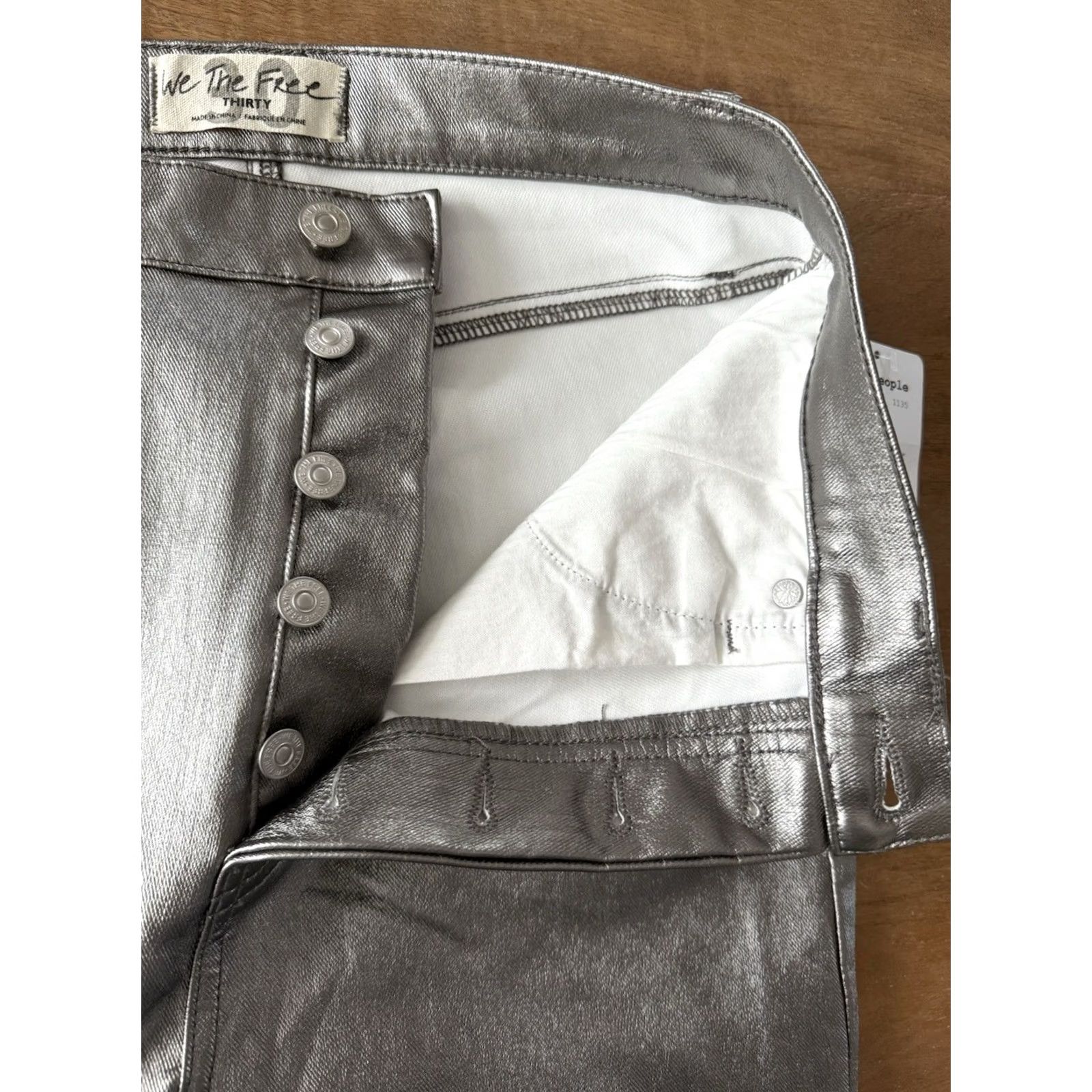 Free People Free People Phoenix Coated Ankle Silver Skinny Jeans Womens 30 Slim 5-Pocket City Festival Logo Womens Size 30" / US 8 / IT 44 - 5 Thumbnail