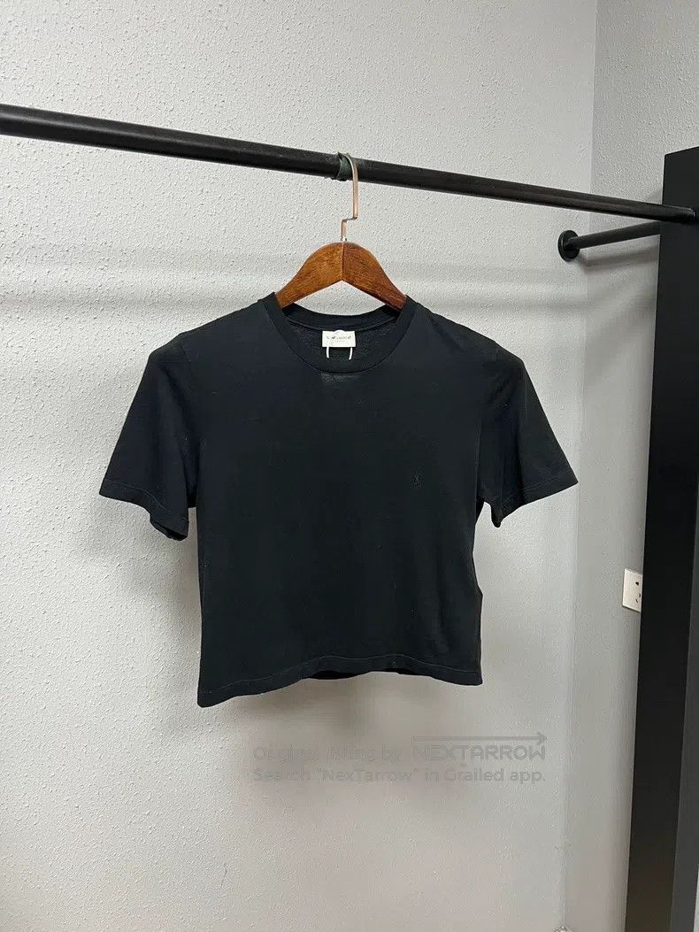 Saint Laurent Paris Saint Laurent Paris Solid Black Embroidered Small Logo T-S Size US M / EU 48-50 / 2 - 1 Thumbnail