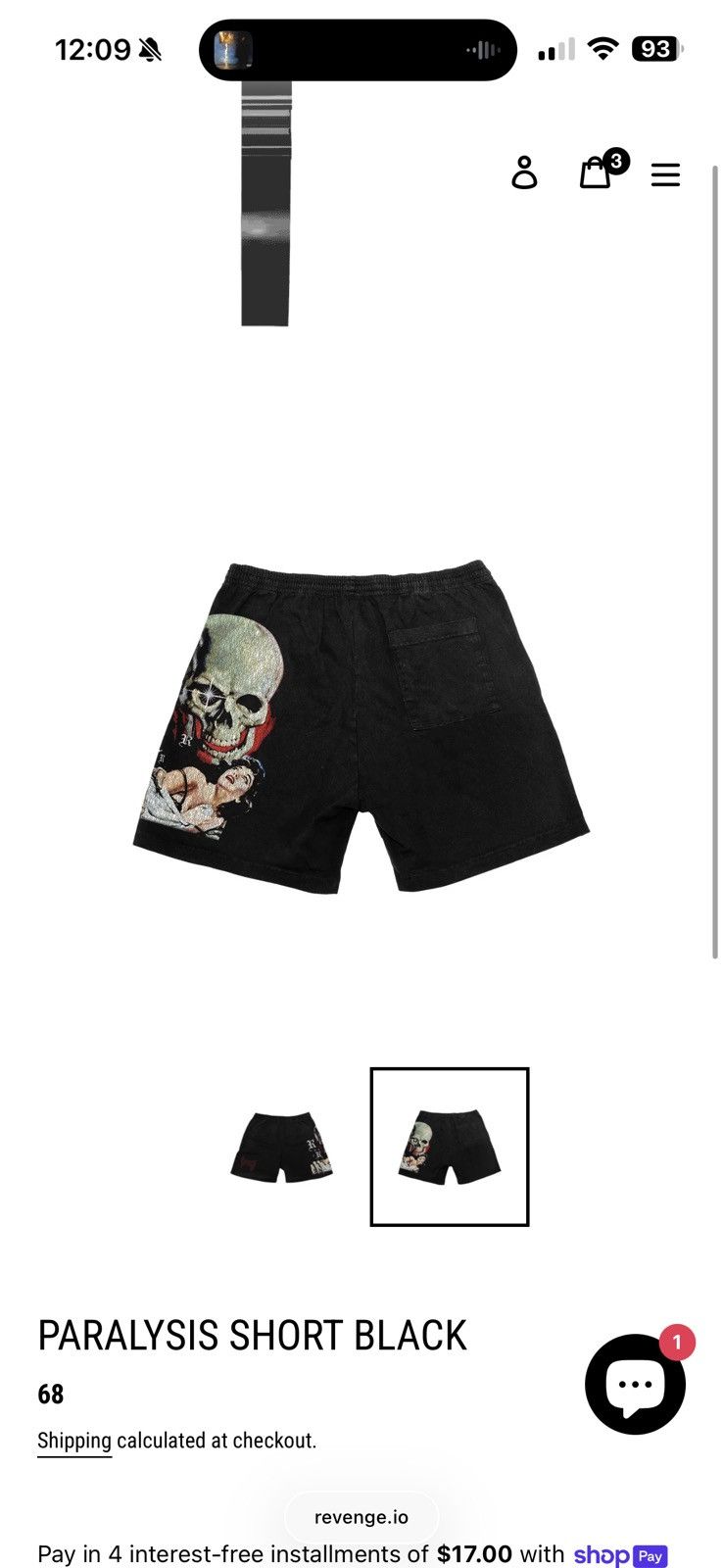 Revenge Revenge Paralysis Short Black Size US 34 / EU 50 - 3 Thumbnail