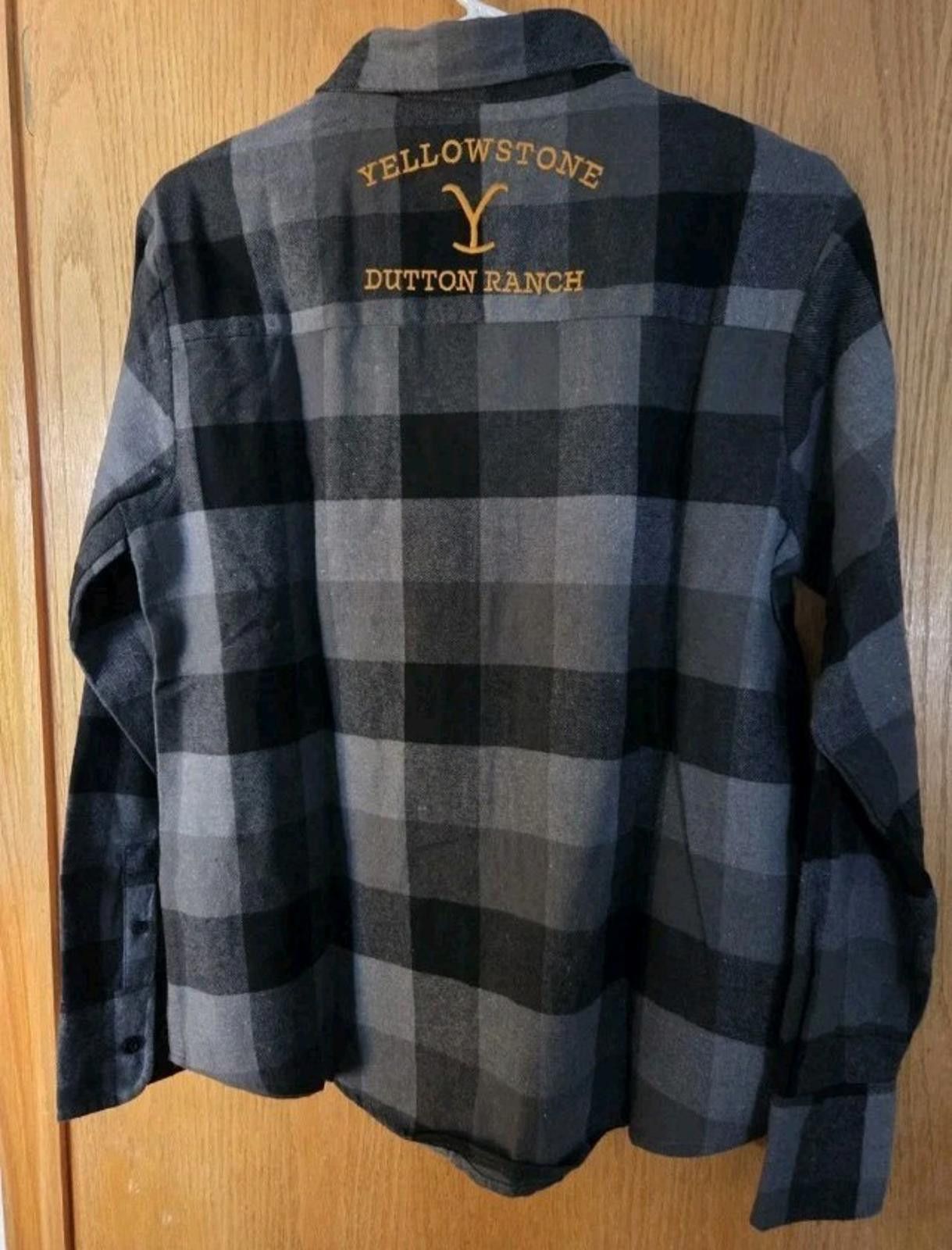 Other Yellowstone Dutton Ranch Black Gray Plaid Button Up Flannel Size US L / EU 52-54 / 3 - 2 Thumbnail