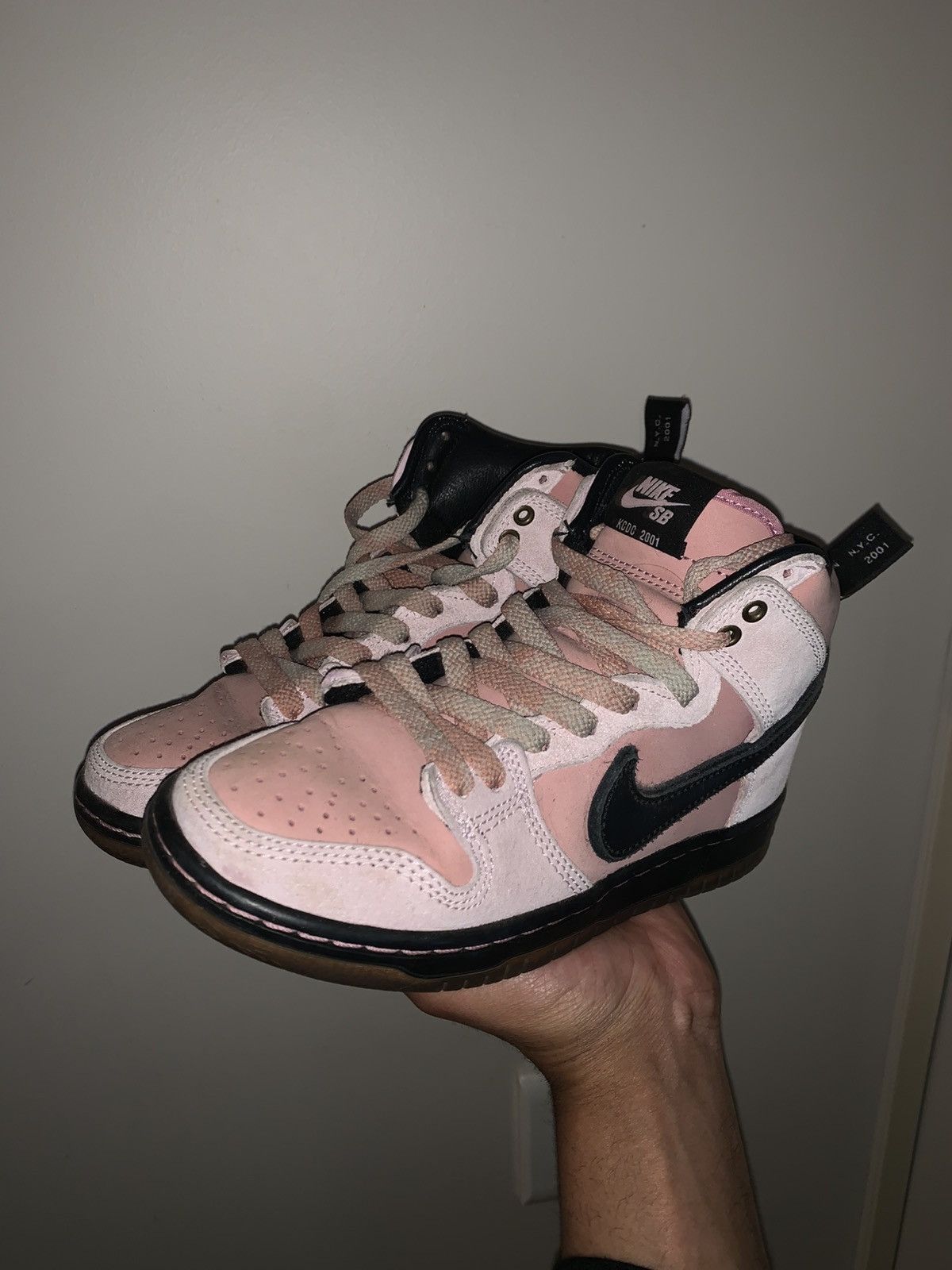 Nike KCDC Brooklyn Skateshop Nike SB Dunk High Pink Black (Men's) Size US 6 / IT 36 - 1 Thumbnail
