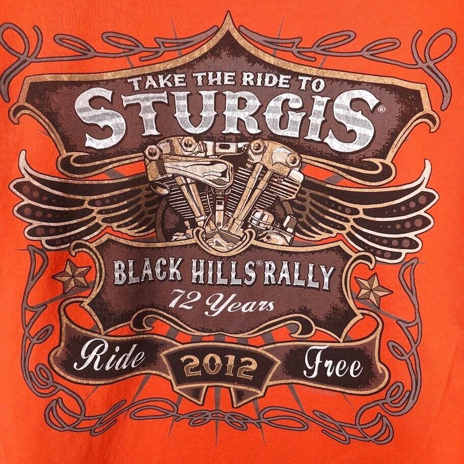 Anvil Sturgis T Shirt Mens Size Large Orange 2012 Black Hills Size US L / EU 52-54 / 3 - 5 Thumbnail