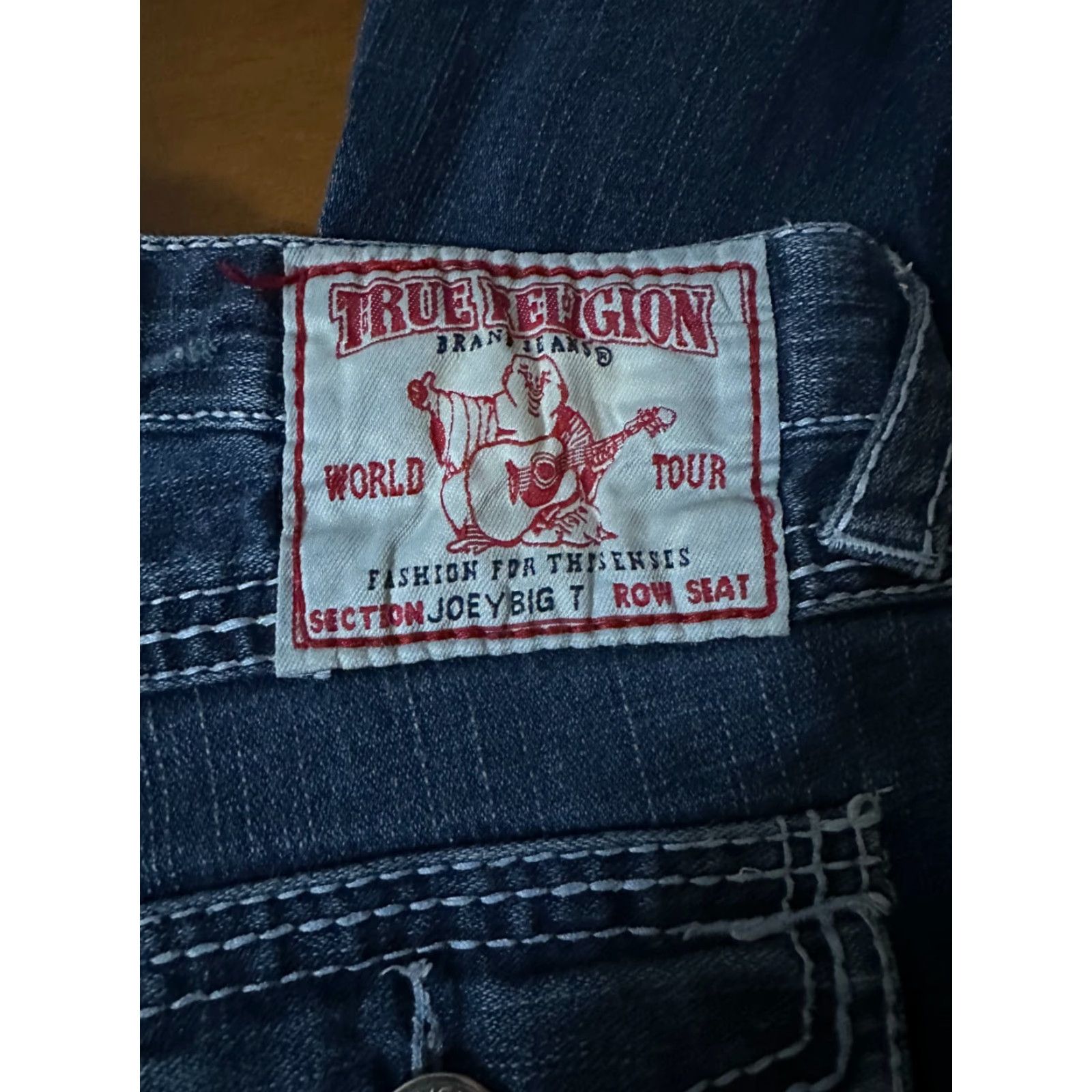 True Religion Womens True Religion Disco Joey Big T Jeans Med Wash Sz 28 Denim Jeans Straight Leg 28 X 29 Womens USA Denim Size 28" / US 6 / IT 42 - 3 Thumbnail