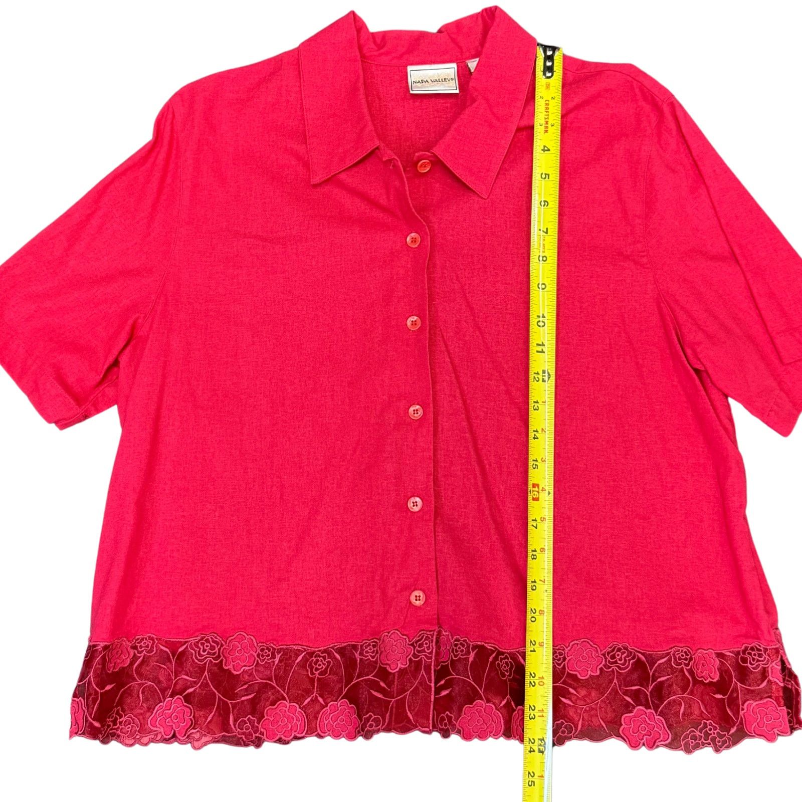 Vintage Vintage Napa Valley Short Sleeve Button Up WIth Lace Trim Size XL / US 12-14 / IT 48-50 - 4 Thumbnail