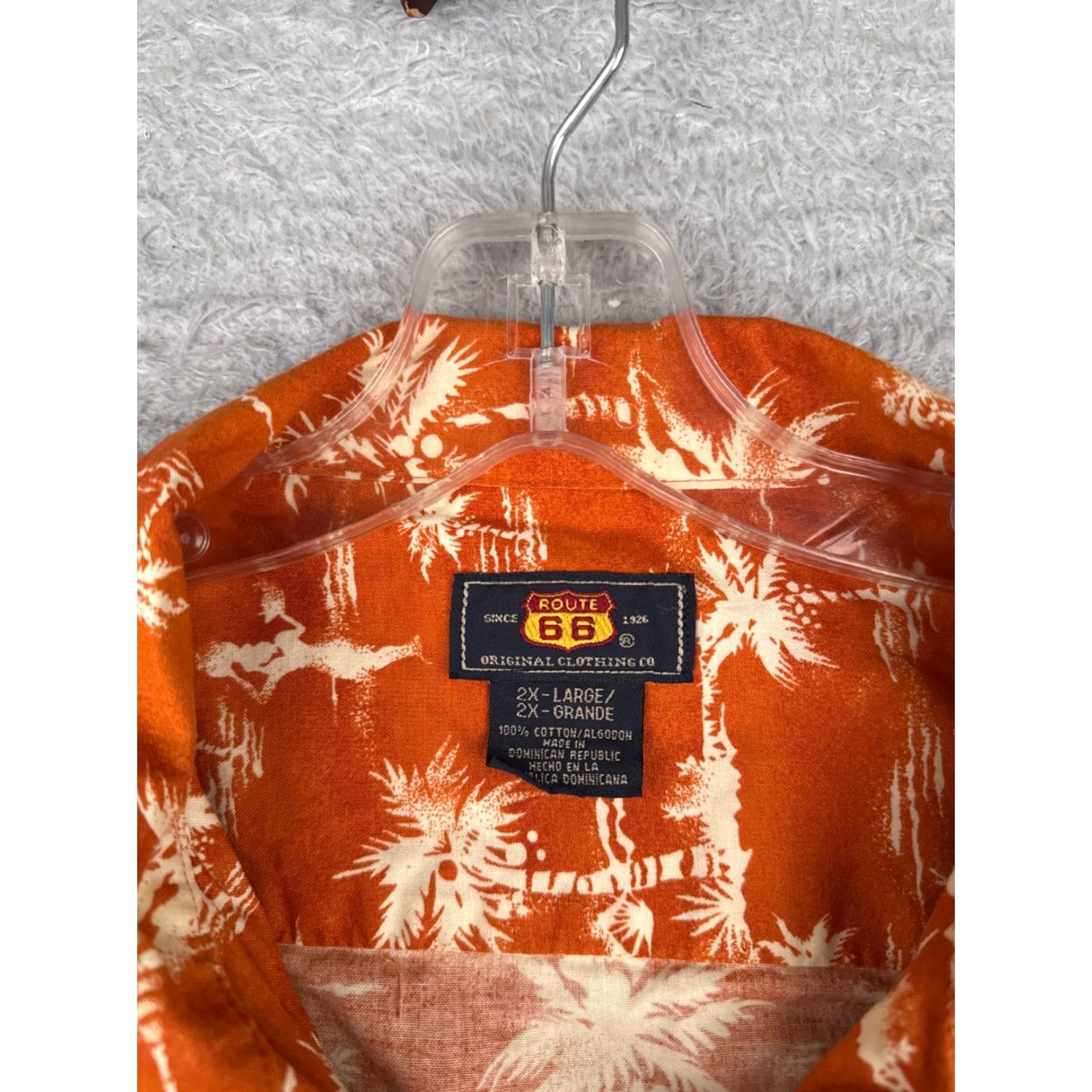 Route 66 VINTAGE Route 66 Shirt Men 2XL Orange Floral Palm Button Up Hawaiian 100% Cotton Size US XXL / EU 58 / 5 - 7 Thumbnail