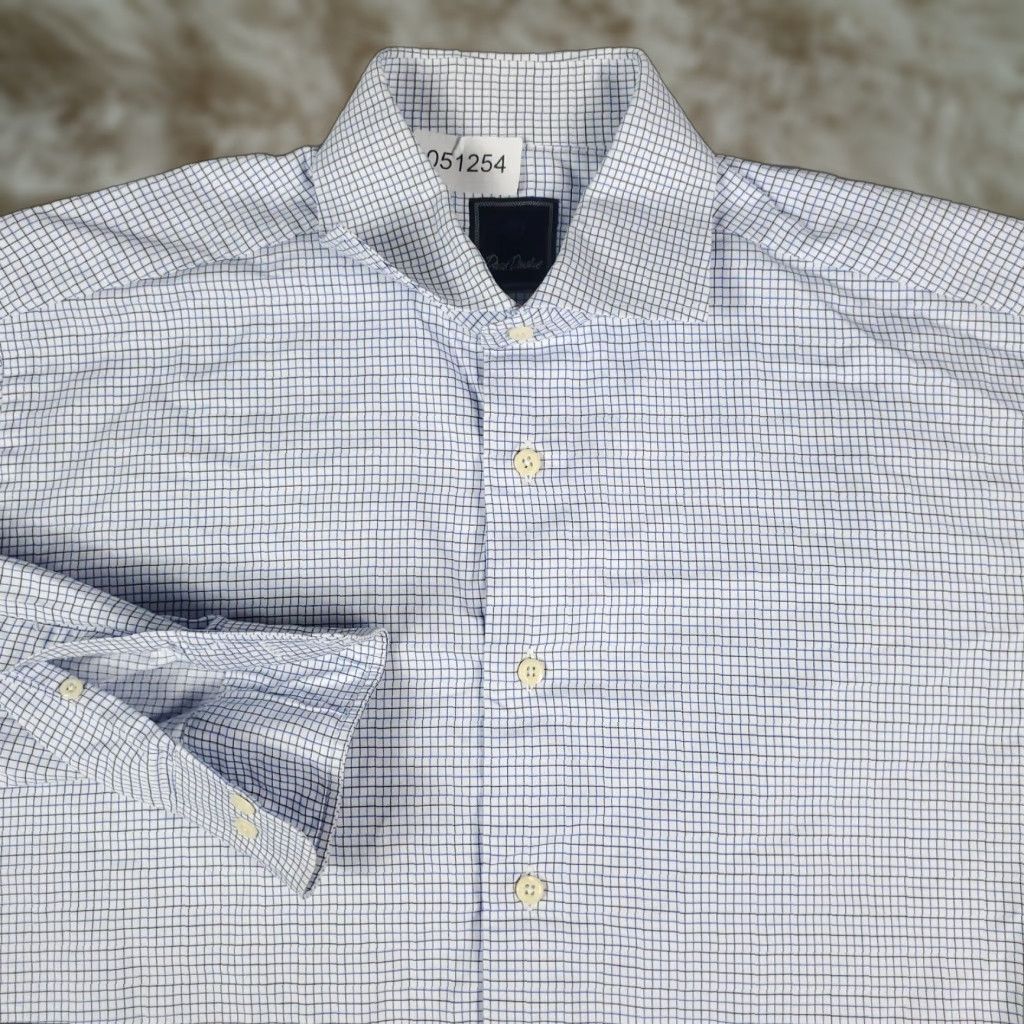 David Donahue VINTAGE David Donahue Dress Shirt Mens Size 16.5 Blue White Check Long Sleeve Button Up Business Casual Formal Size 42R - 1 Thumbnail