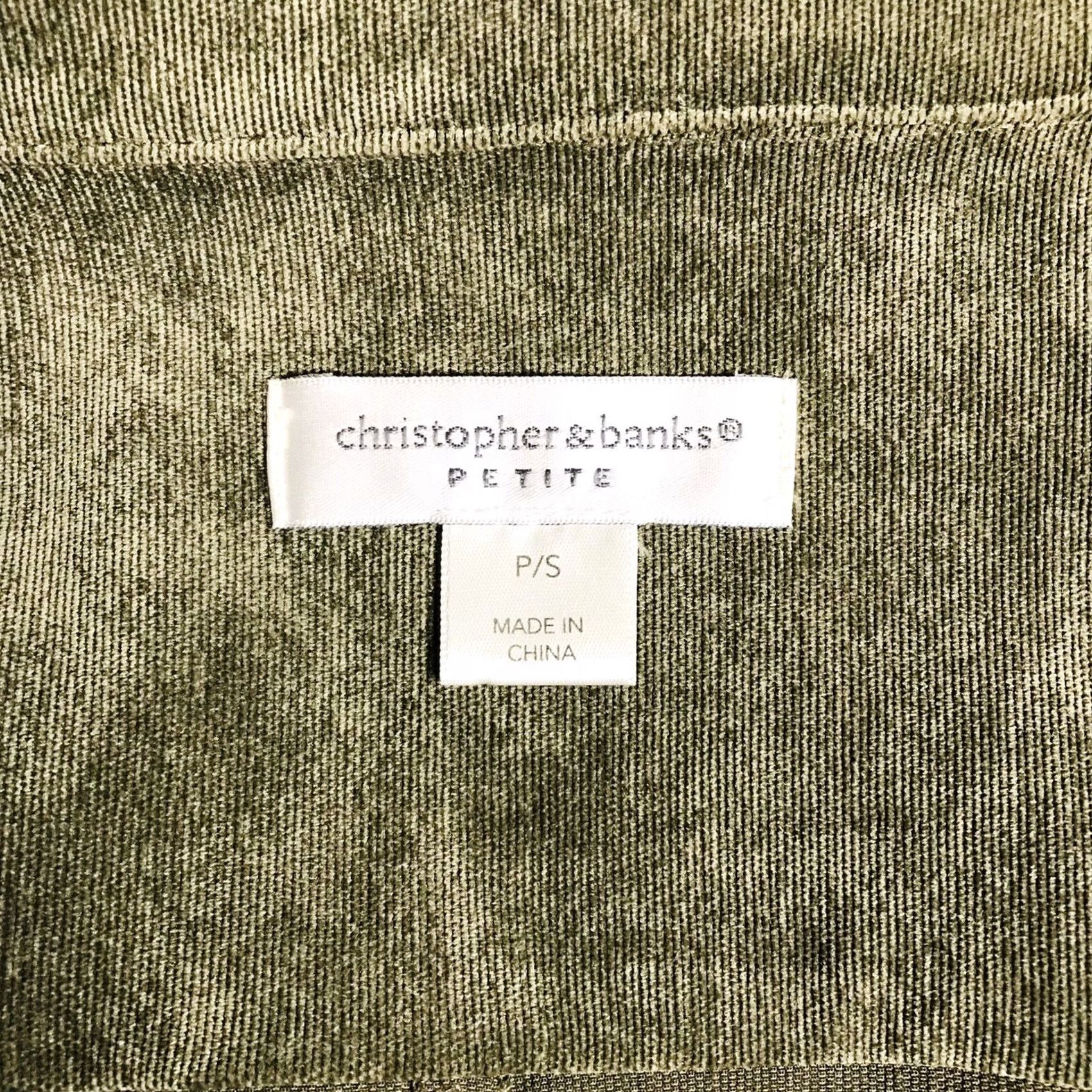 Vintage Christopher & Banks Women Olive Green Stretch Zip Blazer Jacket Petite PS Long Sleeve Collared Pockets Buckle 80s Classic Bohemian Jacket Size S / US 4 / IT 40 - 3 Thumbnail