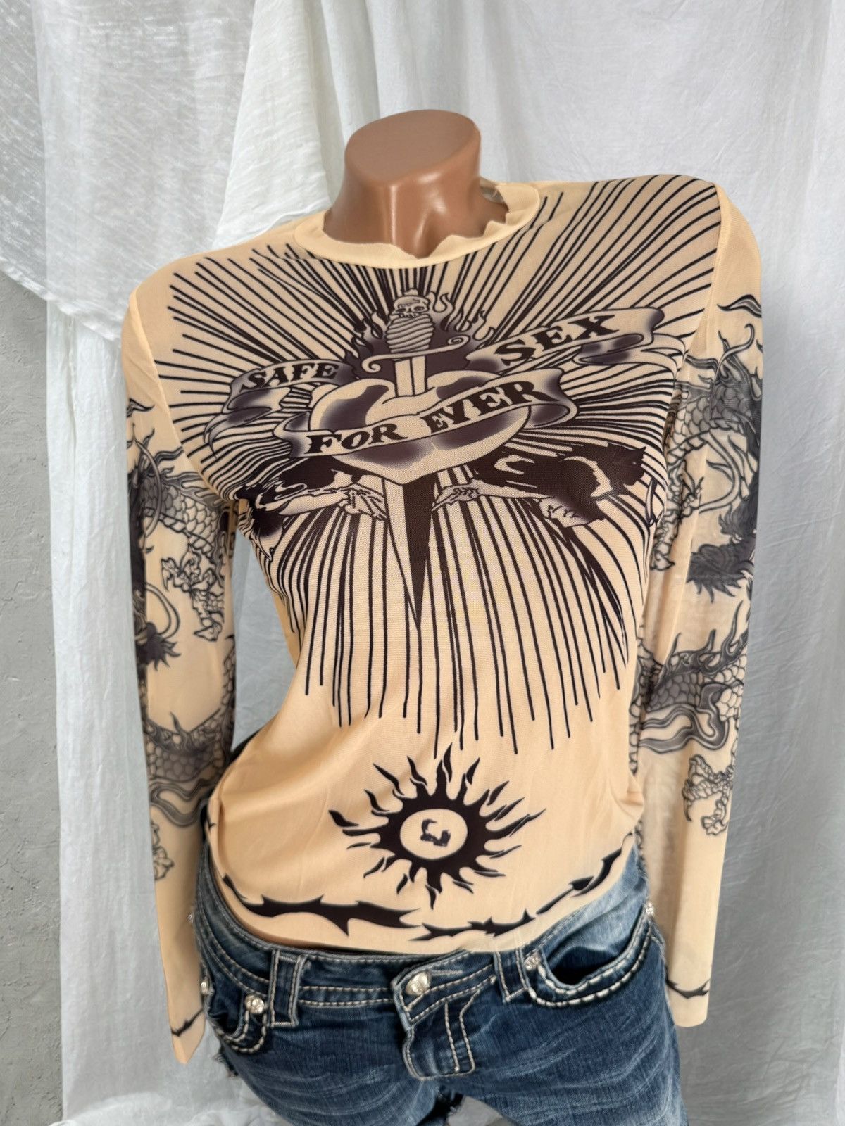 Japanese Brand Jean Paul Gaultier Style Mesh Long Sleeve Top Size S / US 4 / IT 40 - 1 Thumbnail