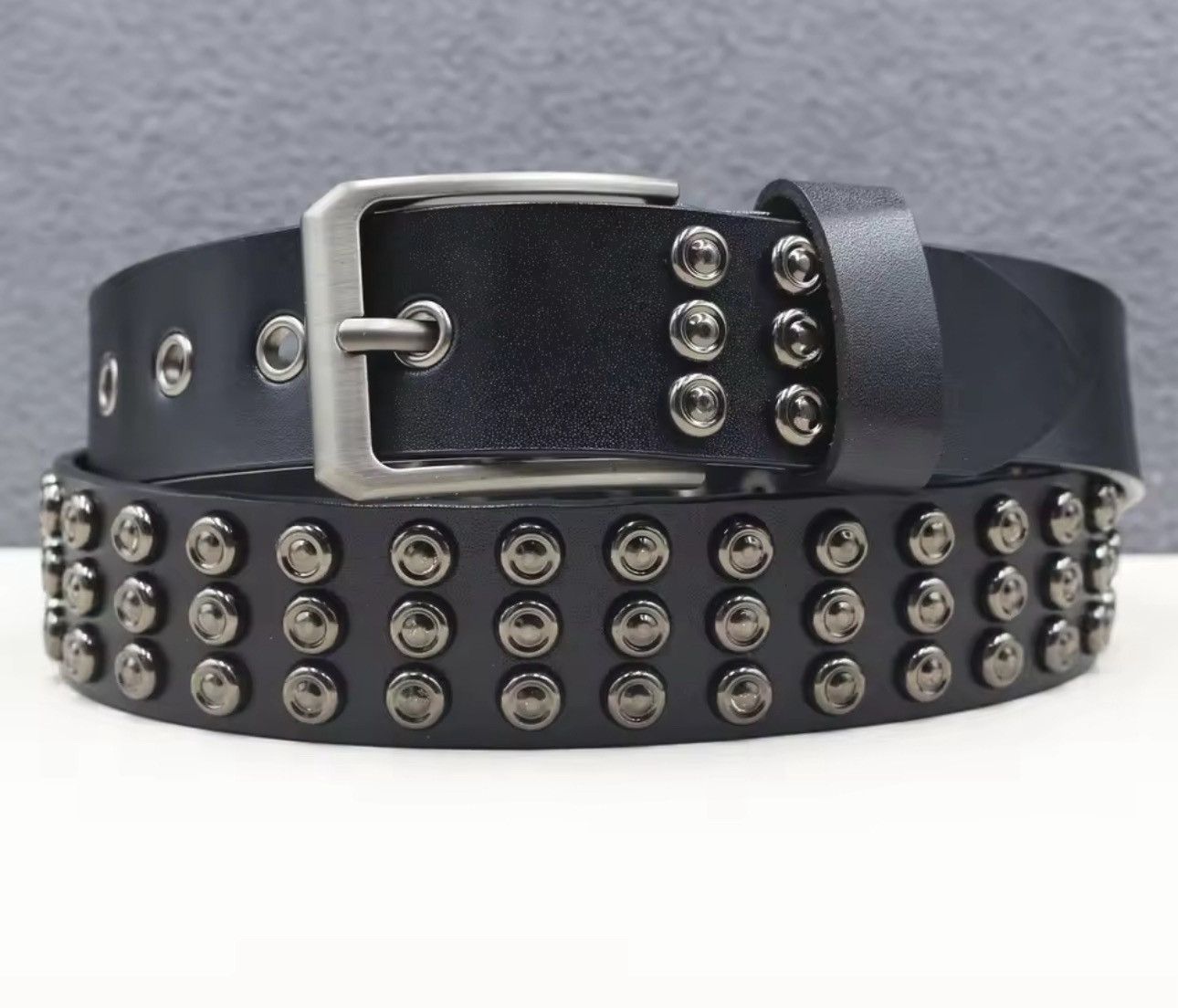 Japanese Brand 115 cm Black PU Leather Studded Belt - Gothic & Punk Fashion Size ONE SIZE - 3 Thumbnail