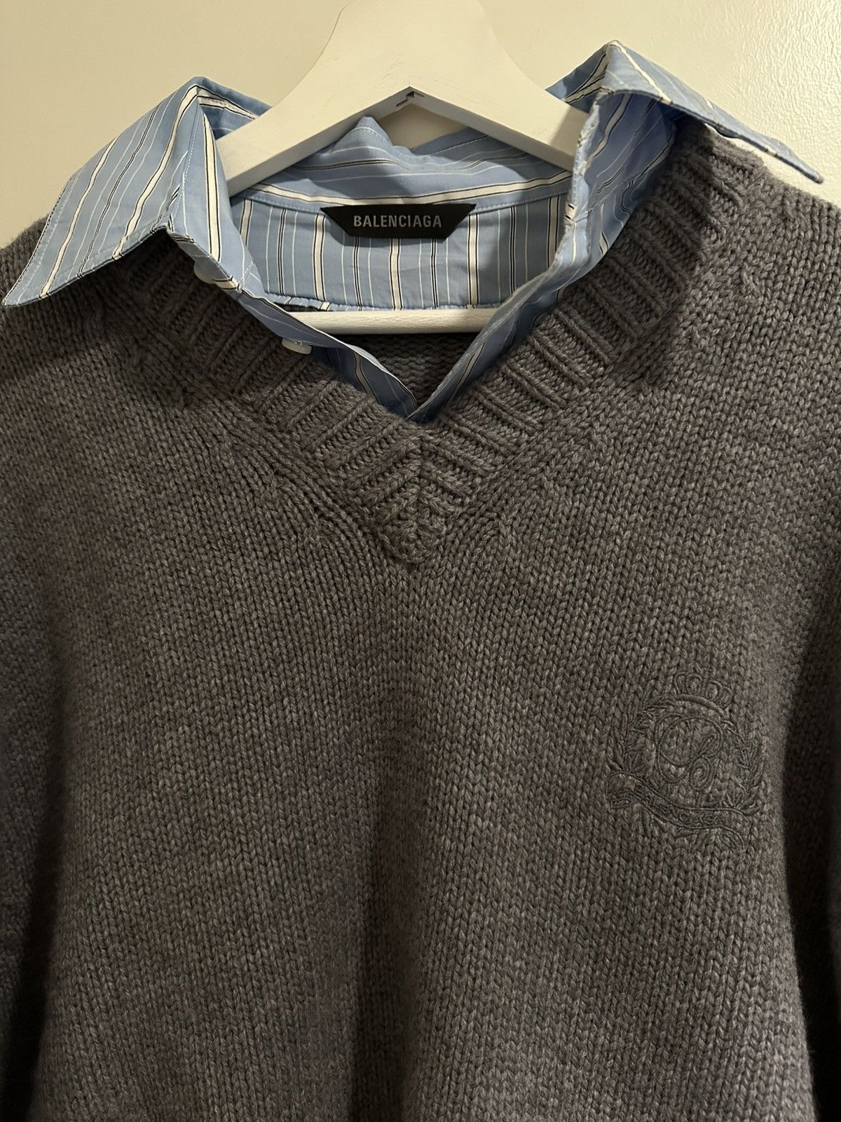 Balenciaga BALENCIAGA LAYERED WOOL SWEATER SHIRT – SIZE M - OVERSIZED Size US M / EU 48-50 / 2 - 4 Thumbnail