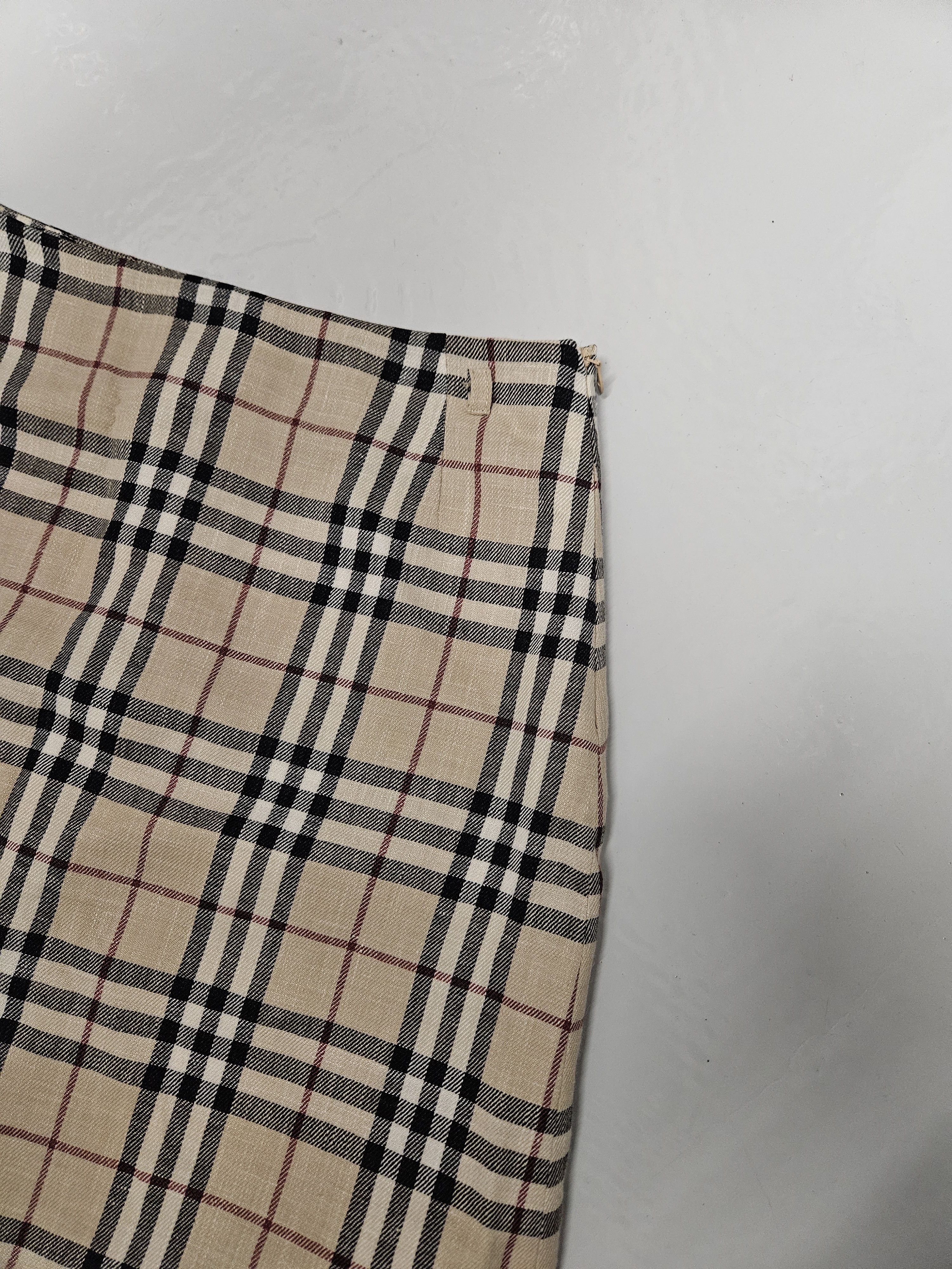 Burberry Vintage y2k burberry nova check wool and linen skirt Size 28" / US 6 / IT 42 - 4 Thumbnail