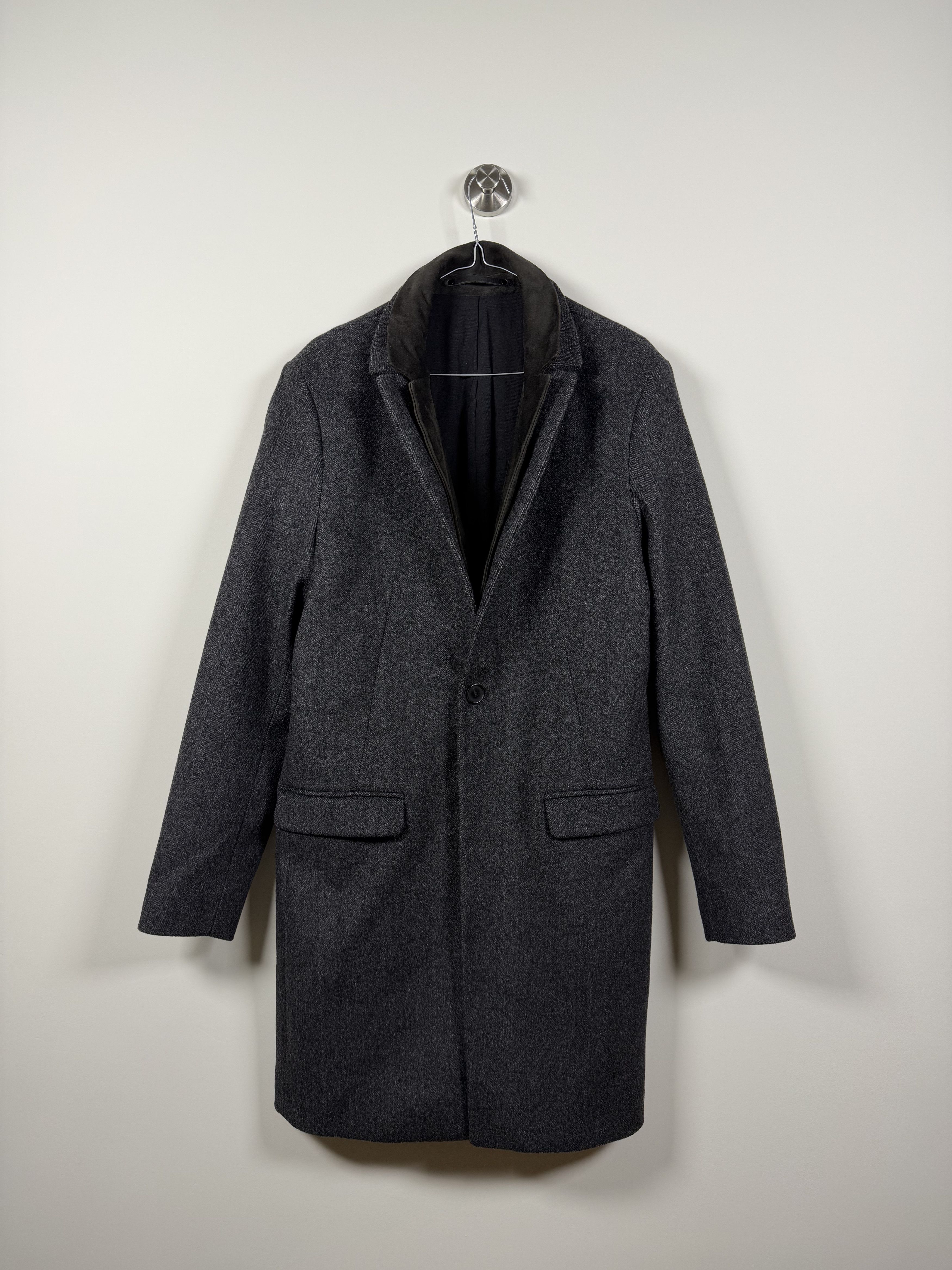 Allsaints Allsaints Merton Coat Wool Suede Solid Jacket (L) Size US L / EU 52-54 / 3 - 1 Thumbnail