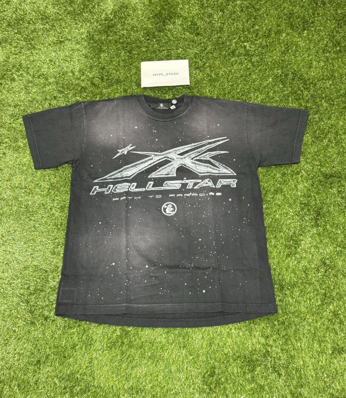 image of Hellstar Chrome Logo Tee in Black, Men's (Size Small)