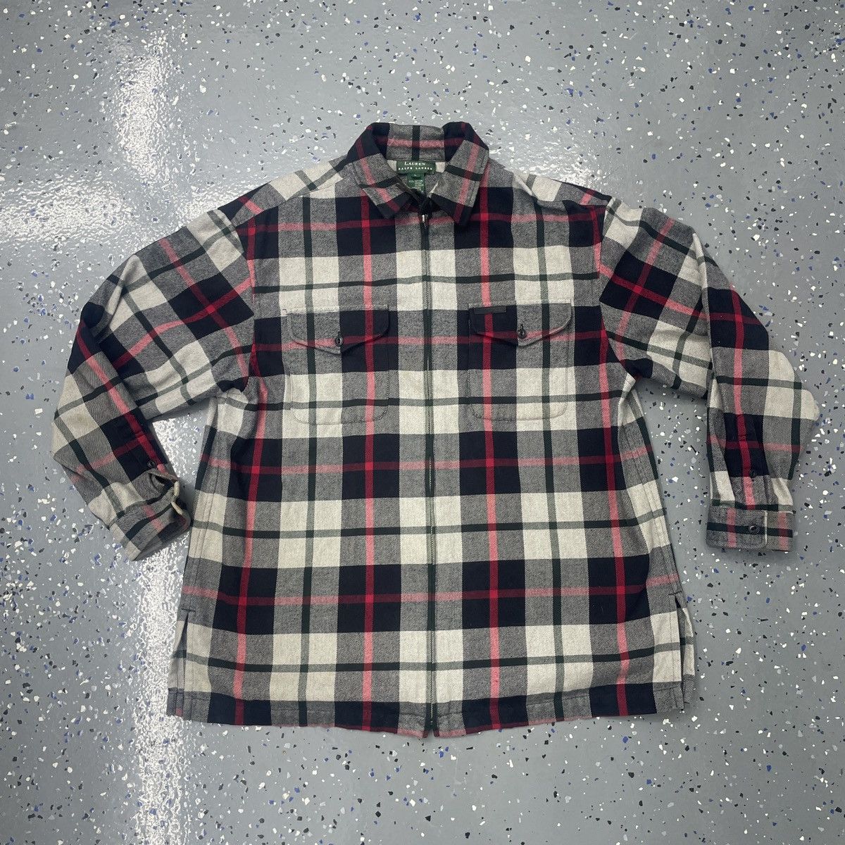 Ralph Lauren Lauren Ralph Lauren Plaid Flannel Zip Up Shirt Jacket