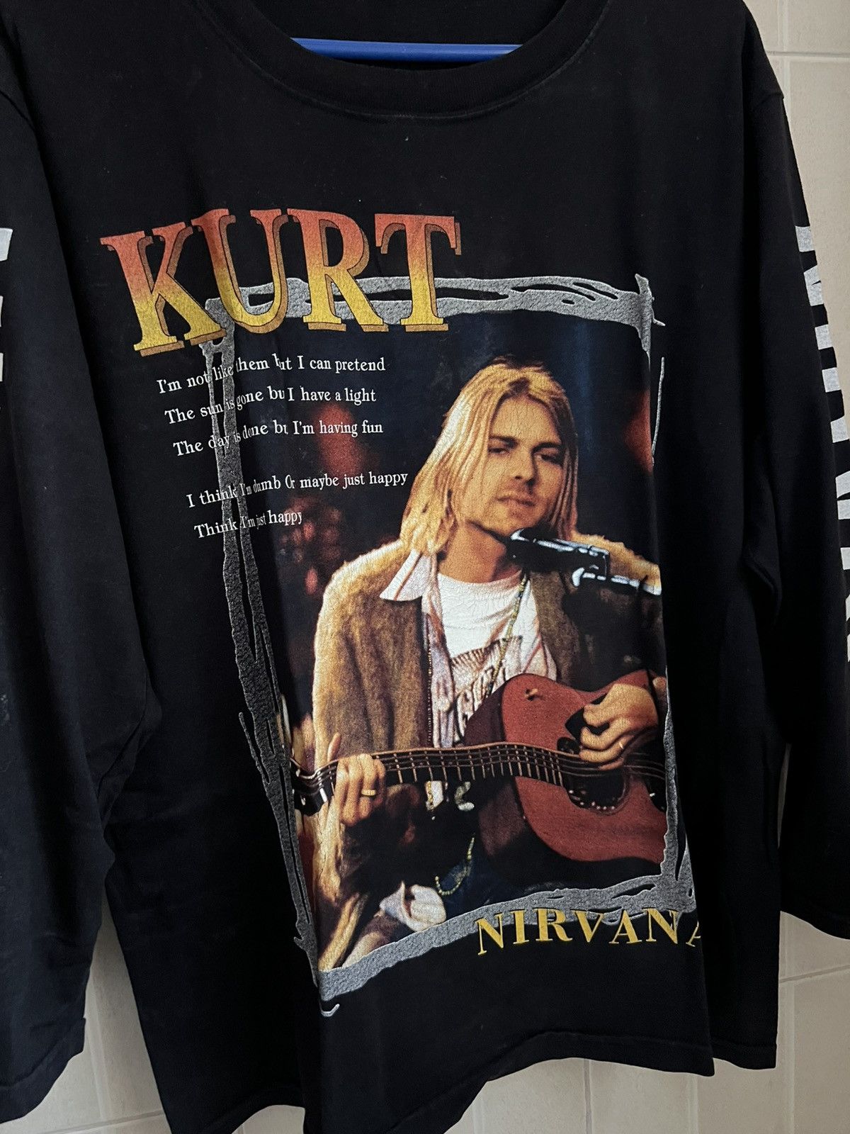 Vintage Vintage Kurt Cobain Nirvana in New York Dumb Lyrics T Shirt Size US XL / EU 56 / 4 - 4 Thumbnail