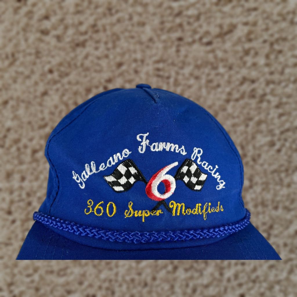 Vintage VINTAGE Galleano Farms Racing Hat Cap Snap Back Adult Blue 360 Super Modifieds #6 Cotton Size ONE SIZE - 1 Thumbnail