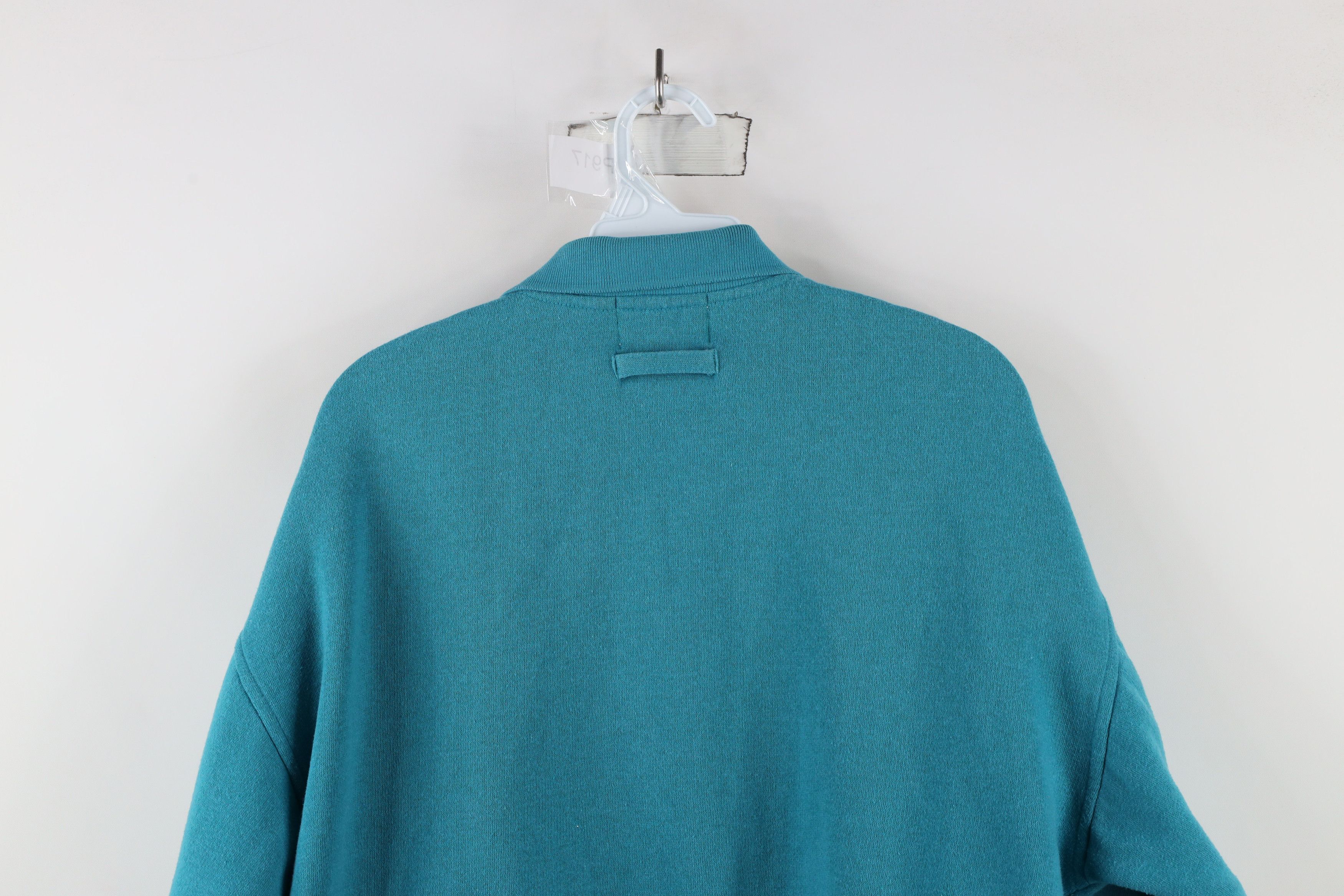 Vintage Vintage 90s Streetwear Boxy Fit Collared Sweatshirt Teal Size US L / EU 52-54 / 3 - 11 Thumbnail