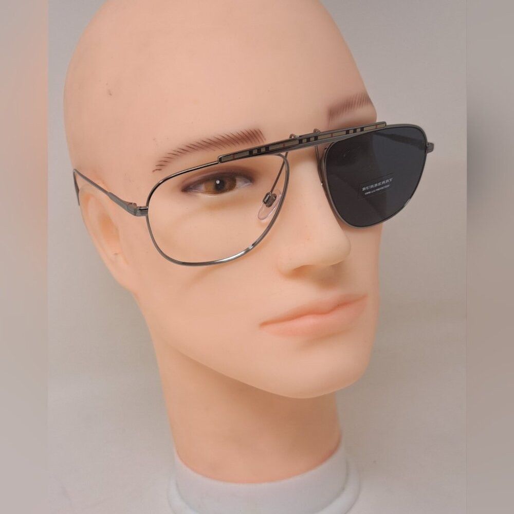 Burberry Burberry Men's Aviator Sunglasses Frames Only Pilot Check M Size ONE SIZE - 9 Thumbnail