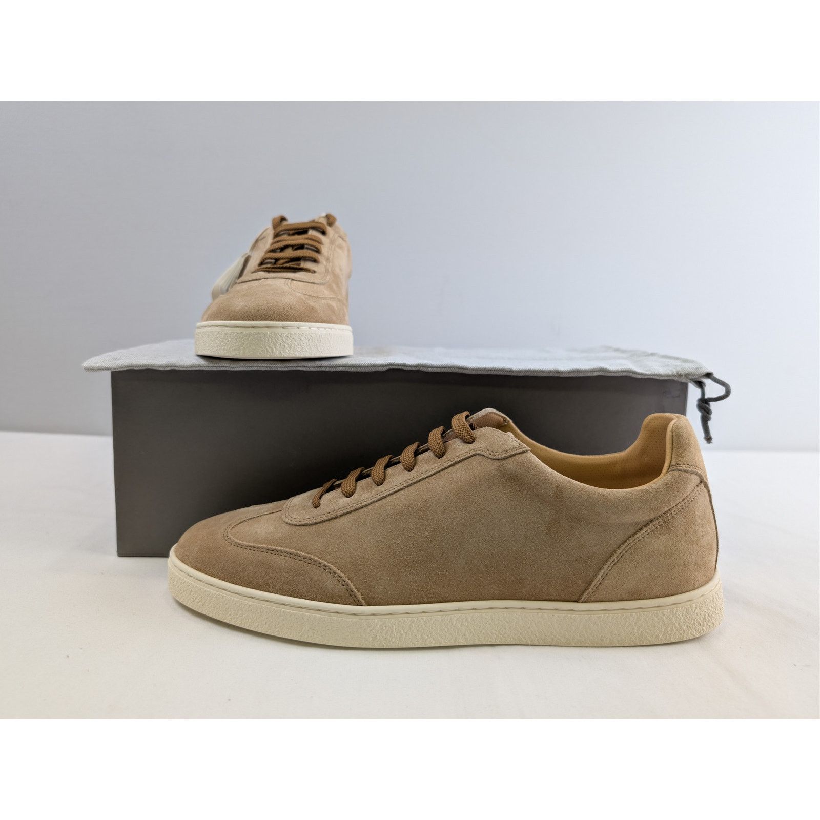 Brunello Cucinelli o1rshd1 'Coda di Rondine' suede sneakers in taupe/brown Size US 11 / EU 44 - 21 Thumbnail