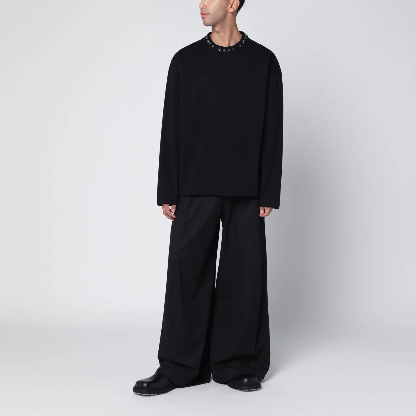 Jil Sander o1d2blof0526 Studs Long Sleeve T-Shirt in Black Size US M / EU 48-50 / 2 - 2 Thumbnail