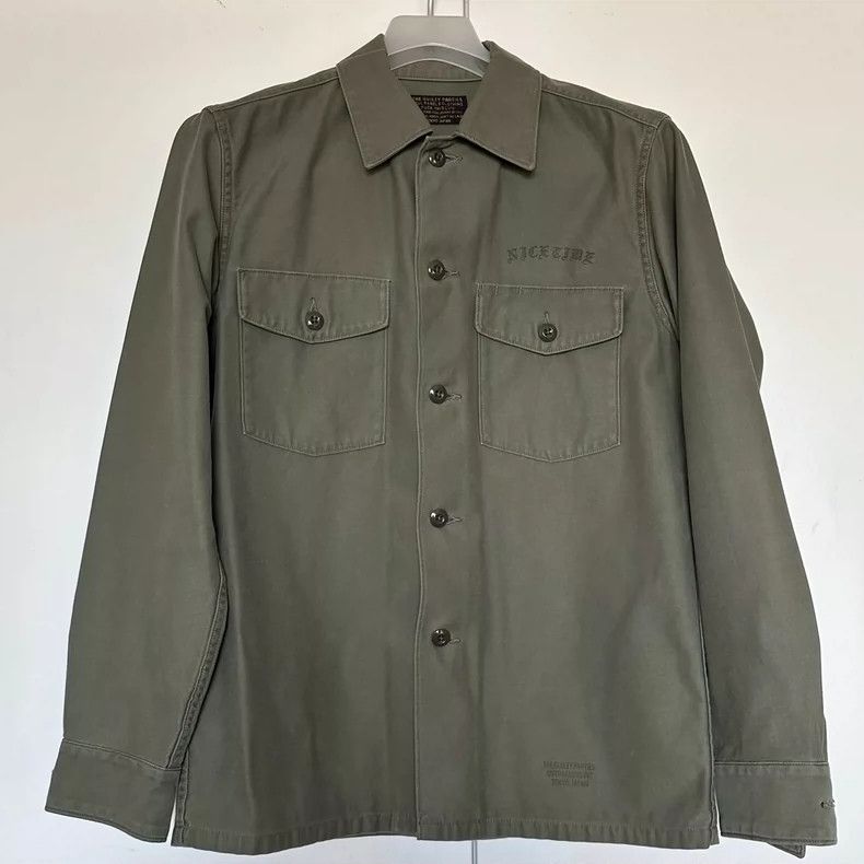 Wacko Maria Wacko Maria Olive Green Military Cloth Double Pocket Shirt Size US S / EU 44-46 / 1 - 2 Thumbnail