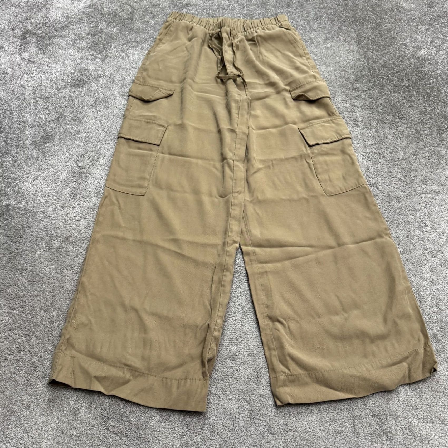 Vintage A New Day Cargo Pants Wide-Leg Womens Medium Brown Rayon Polyester Casual Distressed? (No) [Note: Can't add] Size 32" / US 10 / IT 46 - 2 Thumbnail