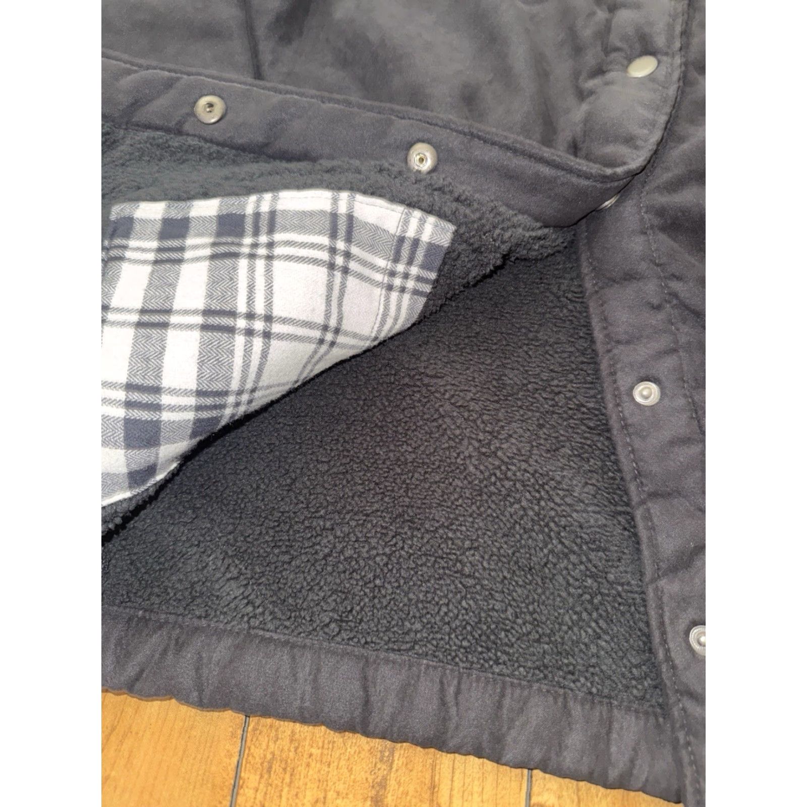 Vintage Boston Traders Women’s Trucker Jacket Navy Blue XL Faux Suede Fleece Lined Vintage No Size XL / US 12-14 / IT 48-50 - 3 Thumbnail