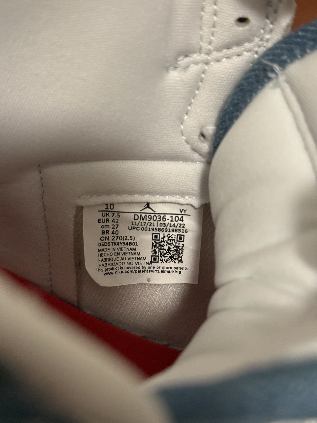 Jordan Brand Nike Air Jordan 1 Retro High OG W Denim Size US 8.5 / EU 41-42 - 6 Thumbnail