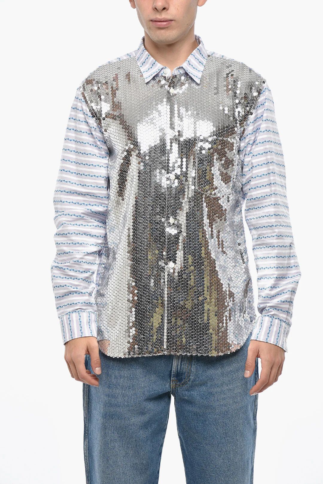 Comme des Garcons og1mm0326 Striped Jacquard Shirt in Multicolor Size US L / EU 52-54 / 3 - 1 Thumbnail