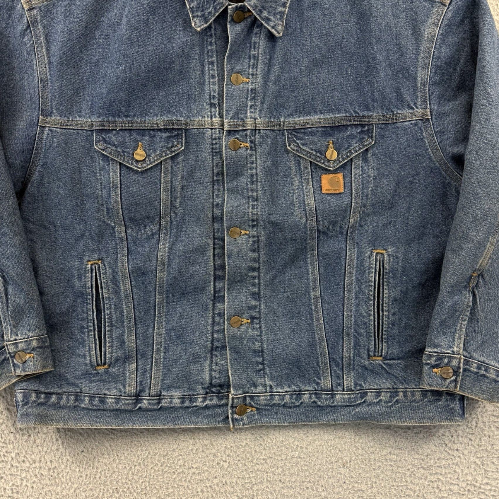 Carhartt VINTAGE Carhartt Denim Trucker Jacket Mens 2XL Blue JB0998 Lined 90s Size US XXL / EU 58 / 5 - 2 Thumbnail
