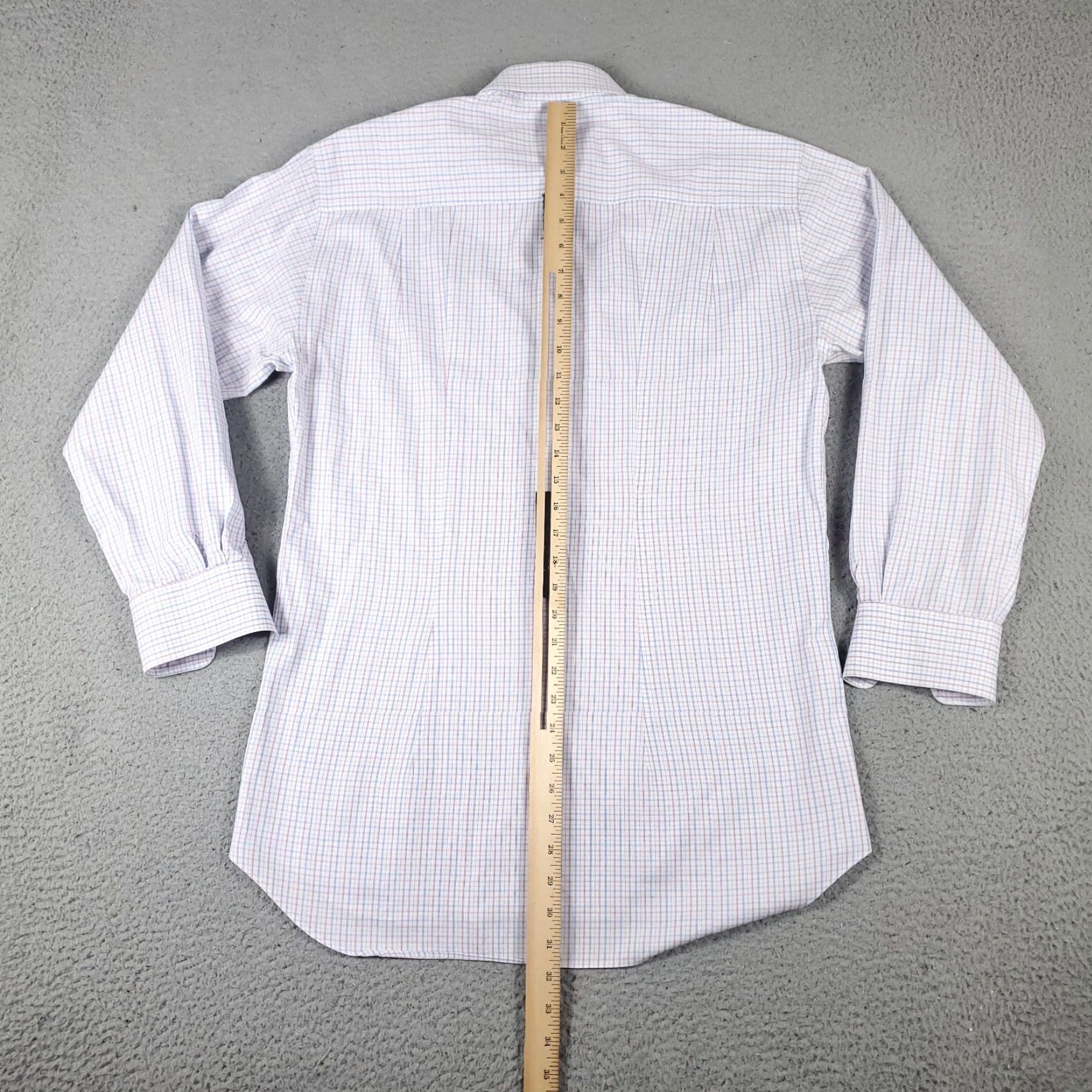 David Donahue David Donahue Shirt Mens 16 Blue Plaid Dress Button Up Long Sleeve Casual Formal Workwear Shirt Size 42R - 5 Thumbnail