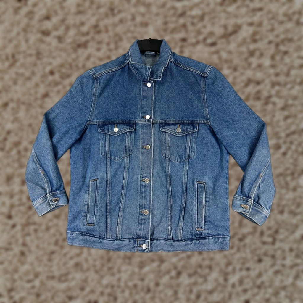 Denime VINTAGE Divided by H&M Denim Jacket Women's 4 Blue Medium Wash Trucker Button Up Cotton 80s 90s Mens Womens Size XL / US 12-14 / IT 48-50 - 1 Thumbnail