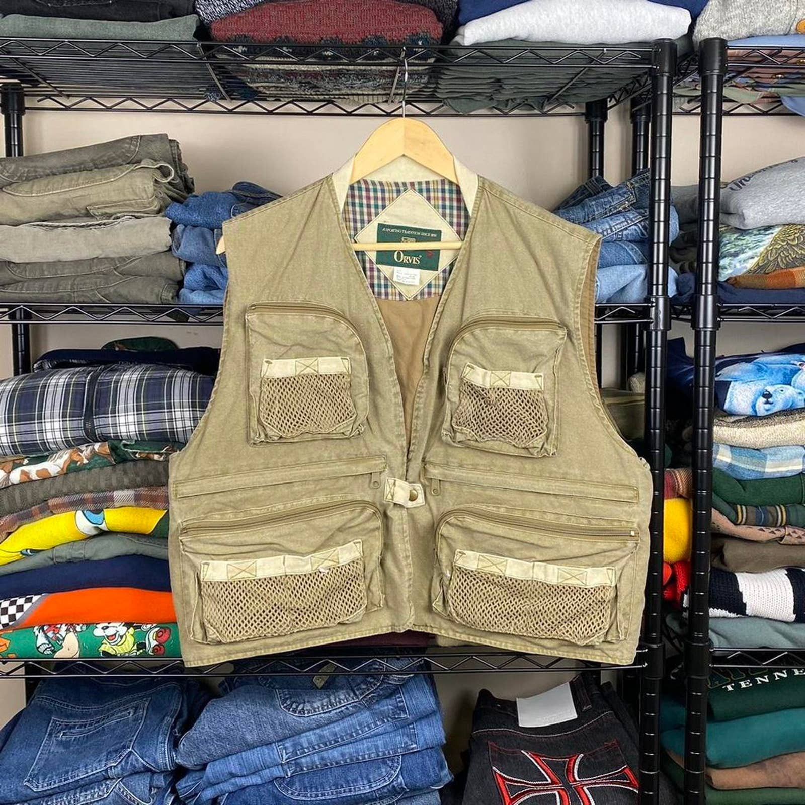 Gilet De Pêche Orvis Vintage - Fermeture éclair, Poches Cargo - Homme Taille S