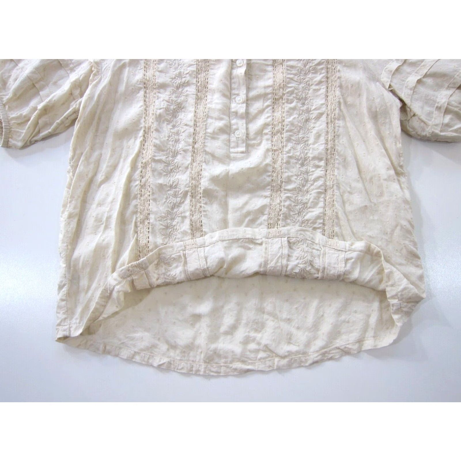 Ann Taylor ANN TAYLOR LOFT 100% RAYON IVORY EMBROIDERED FLORAL TUNIC PEASANT BLOUSE Small Size S / US 4 / IT 40 - 5 Thumbnail