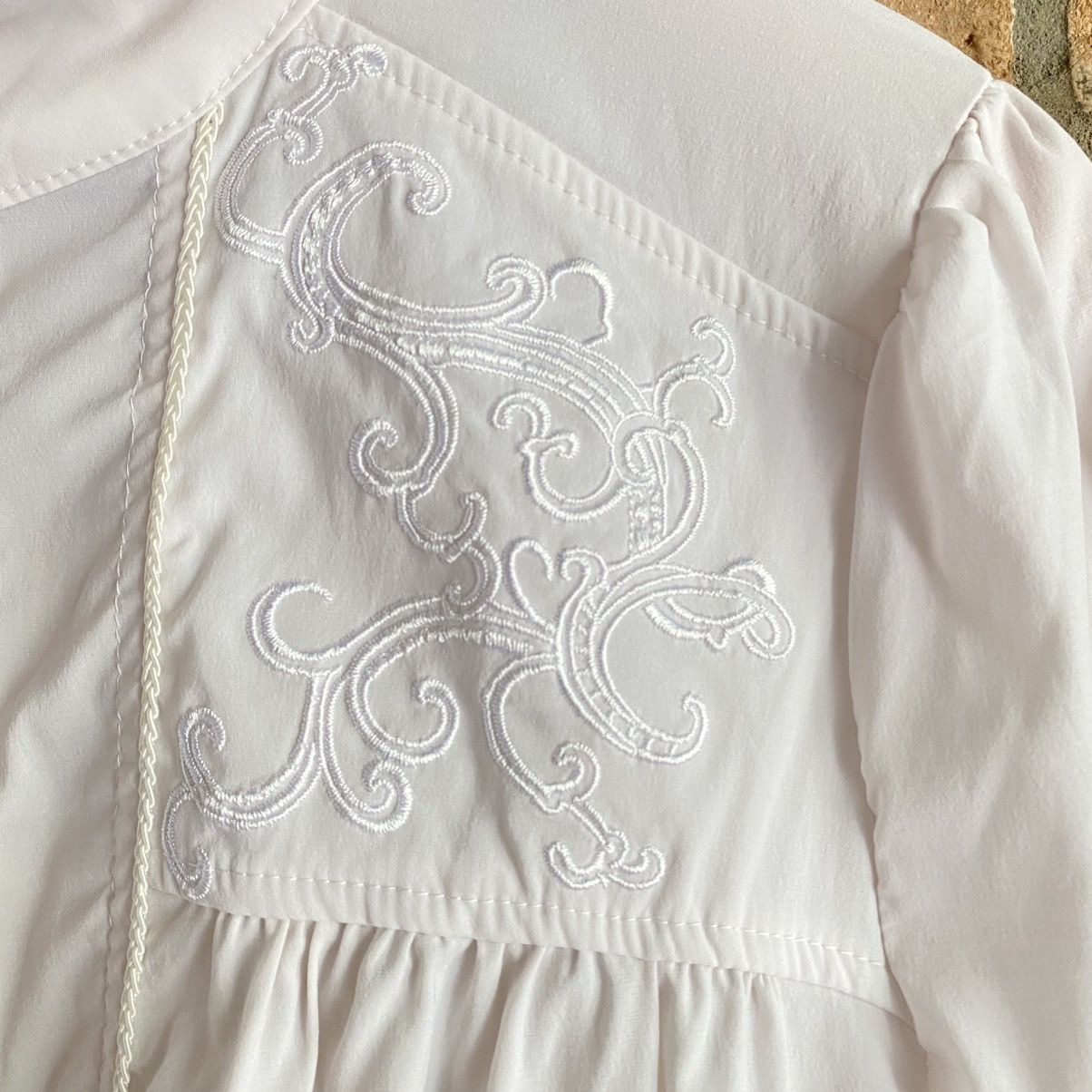 Japanese Brand Ozz Croce Y2K Punk White Embroidered Long Dress Shirt Size M / US 6-8 / IT 42-44 - 15 Thumbnail