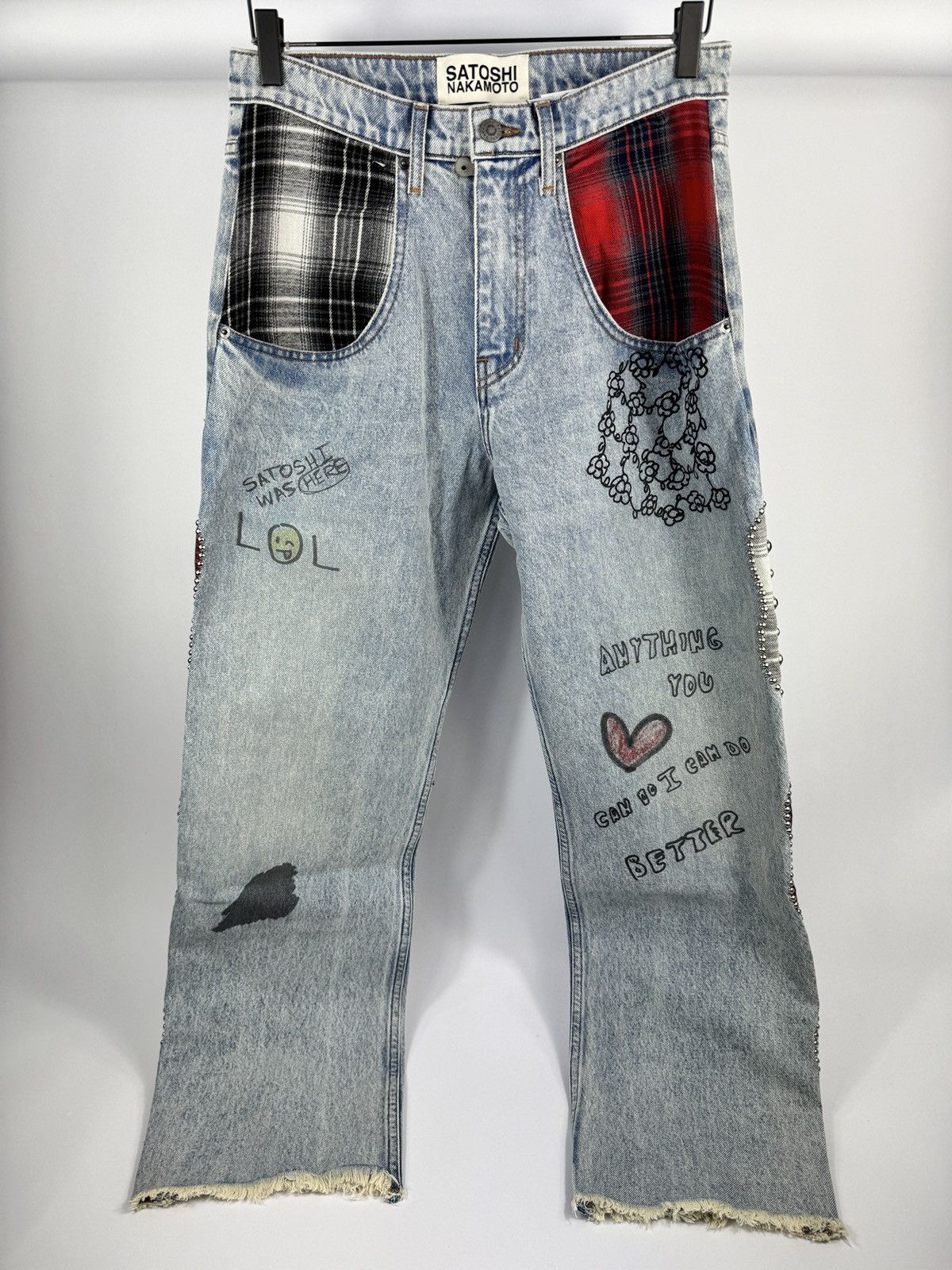 Satoshi Nakamoto Nessa Wide-Leg Printed Embellished Jeans Size US 30 / EU 46 - 1 Thumbnail