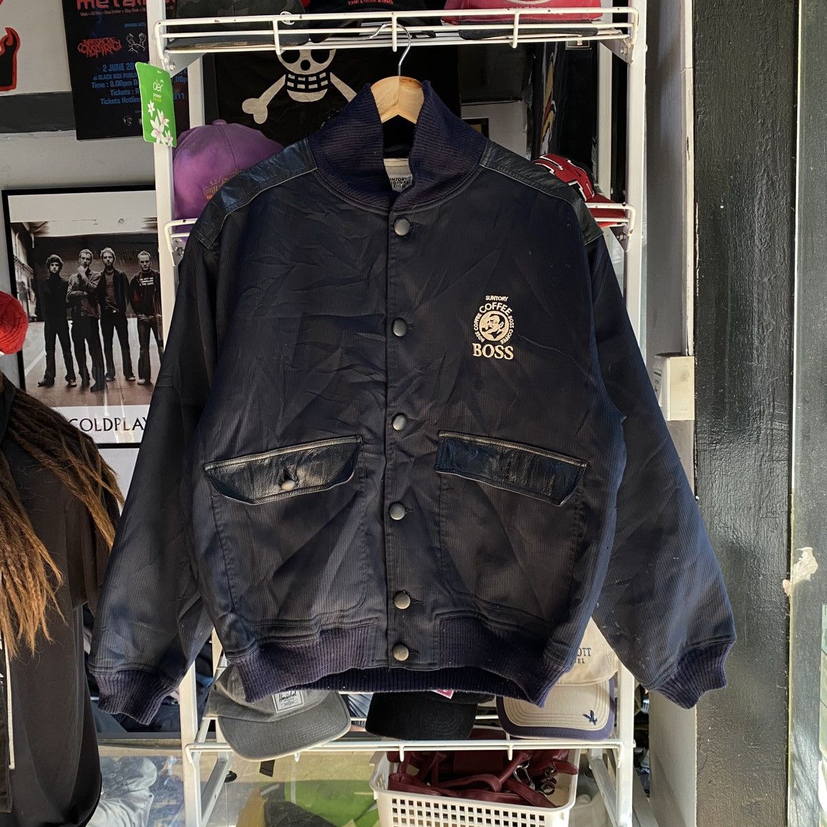 Japanese Brand 🔥Vintage Suntory Boss Coffee Leather Padded Elbow Bomber Size US L / EU 52-54 / 3 - 1 Thumbnail