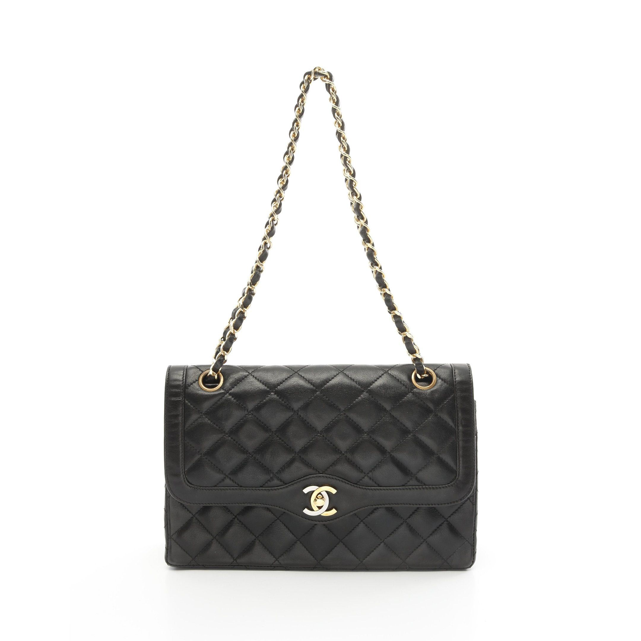 Chanel Chanel Matelasse Double Flap Chain Shoulder Bag Lambskin Black Combination Metal Fittings Paris Exclusive Size ONE SIZE - 1 Thumbnail